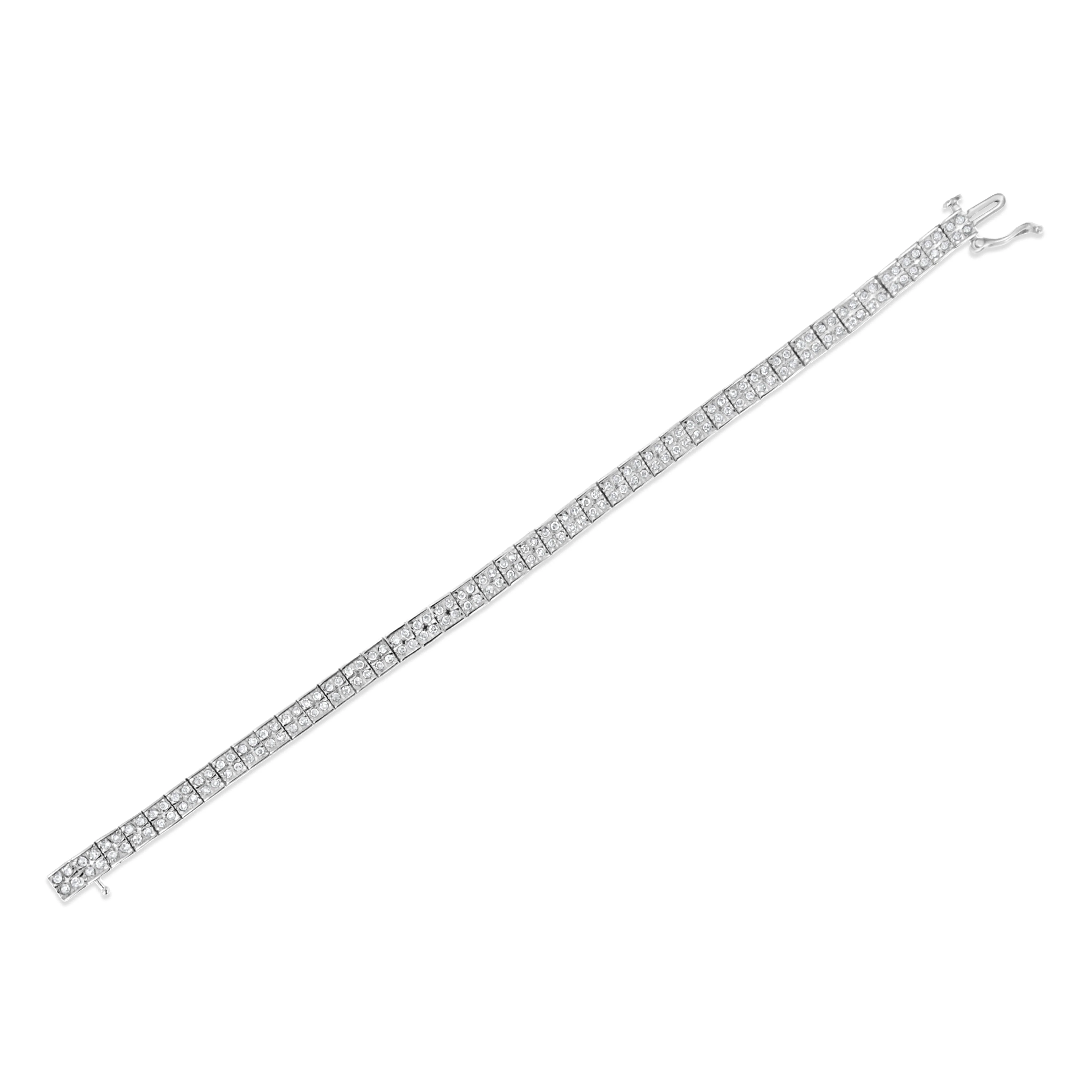 .925 Sterling Silver 2 Cttw Prong Set Round-Cut Diamond 4 Stone Box Link Bracelet (I-J Color, I3 Clarity) - 7.25" - Image 10