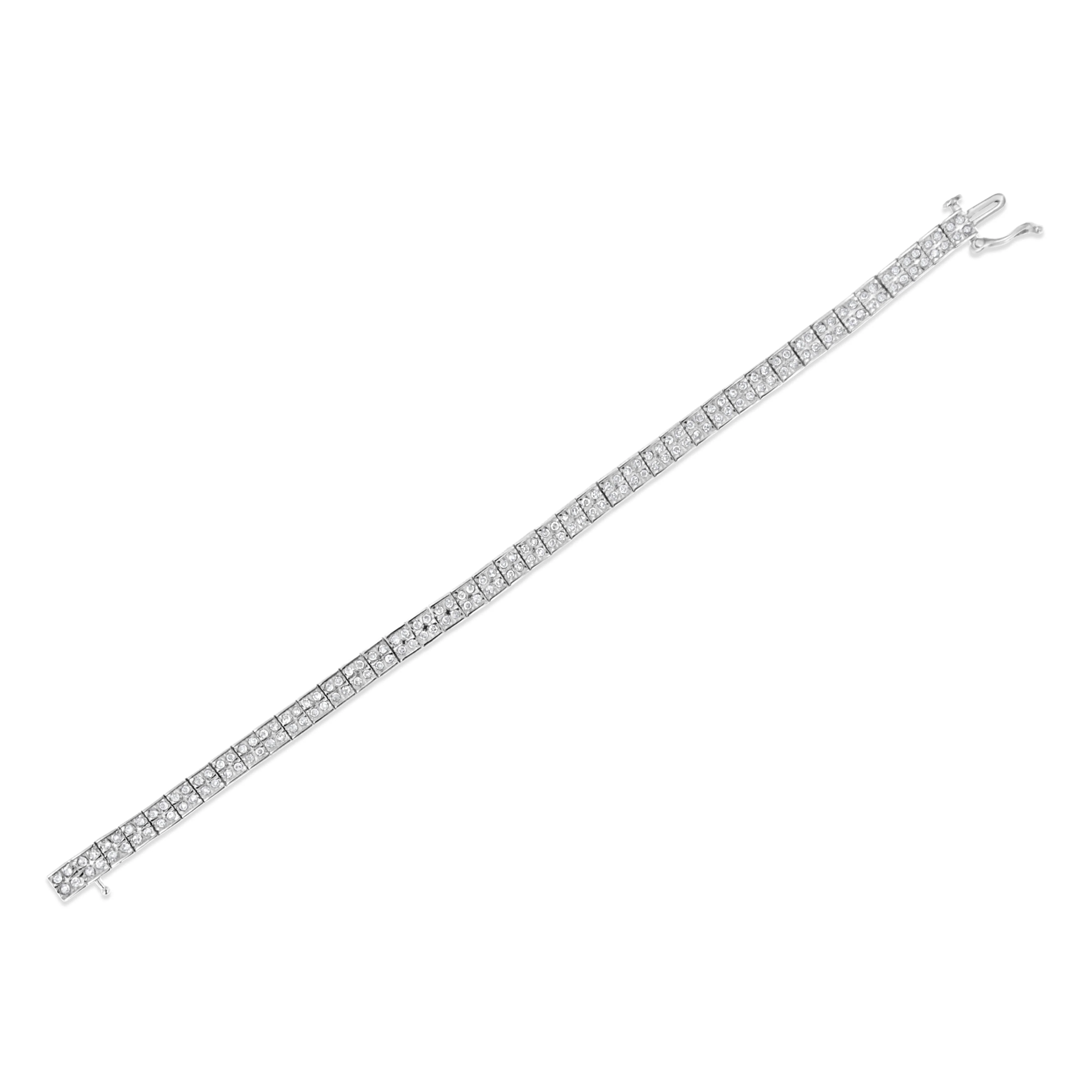 .925 Sterling Silver 2 Cttw Prong Set Round-Cut Diamond 4 Stone Box Link Bracelet (I-J Color, I3 Clarity) - 7.25" - Image 5