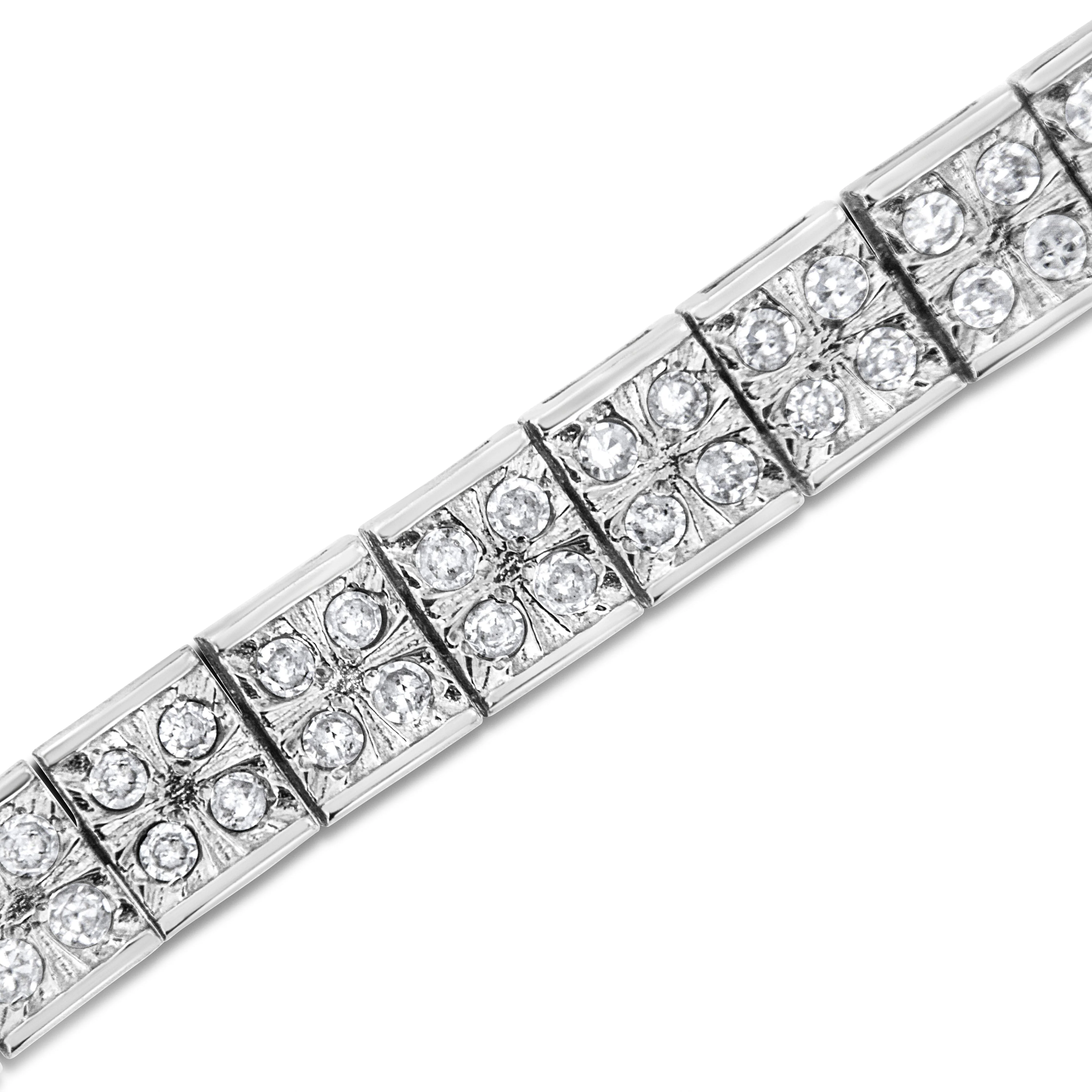.925 Sterling Silver 2 Cttw Prong Set Round-Cut Diamond 4 Stone Box Link Bracelet (I-J Color, I3 Clarity) - 7.25" - Image 8