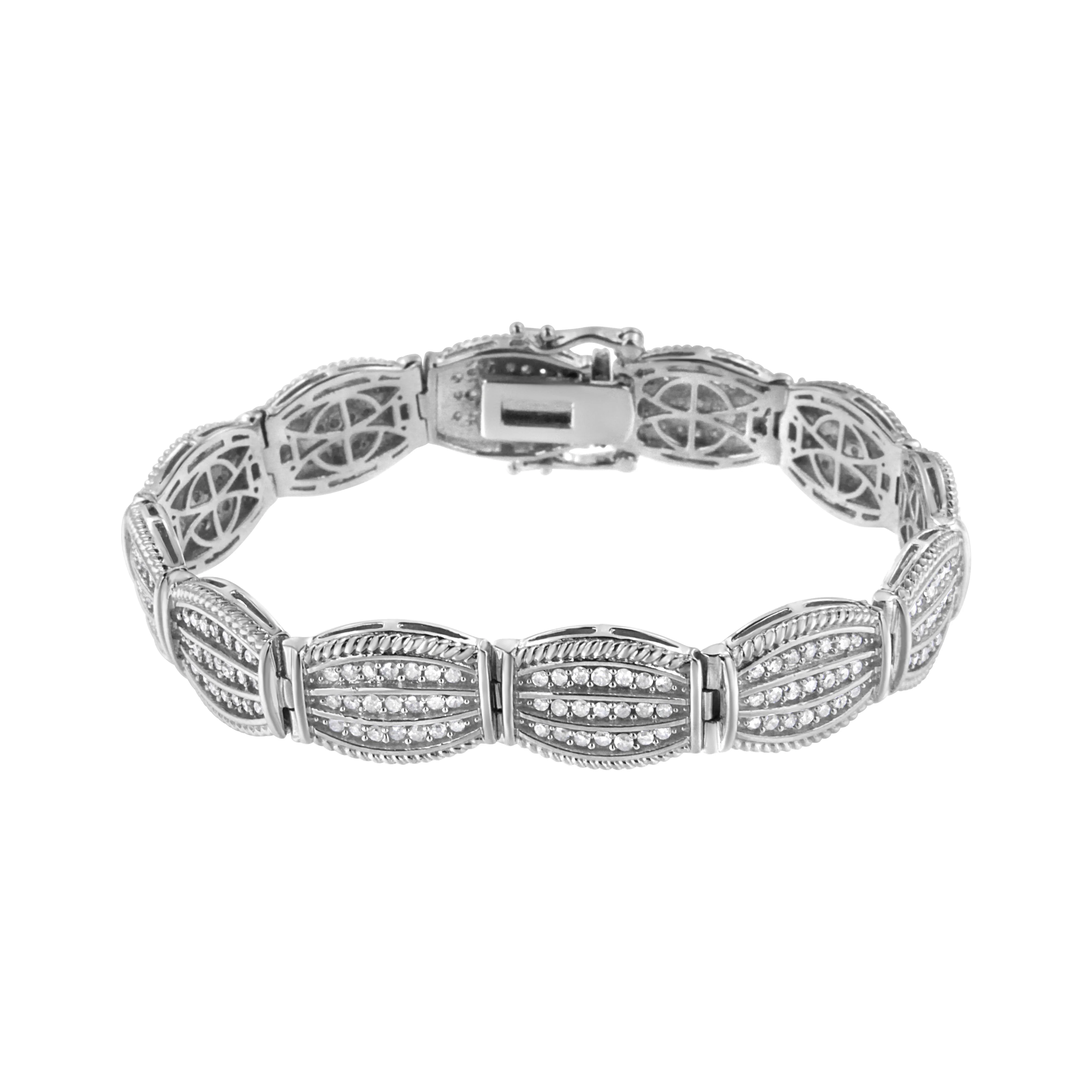 .925 Sterling Silver 3.0 Cttw Prong Set Diamond Art Deco Style Tennis Bracelet (I-J Color, I2-I3 Clarity) - 7.25" - Image 2