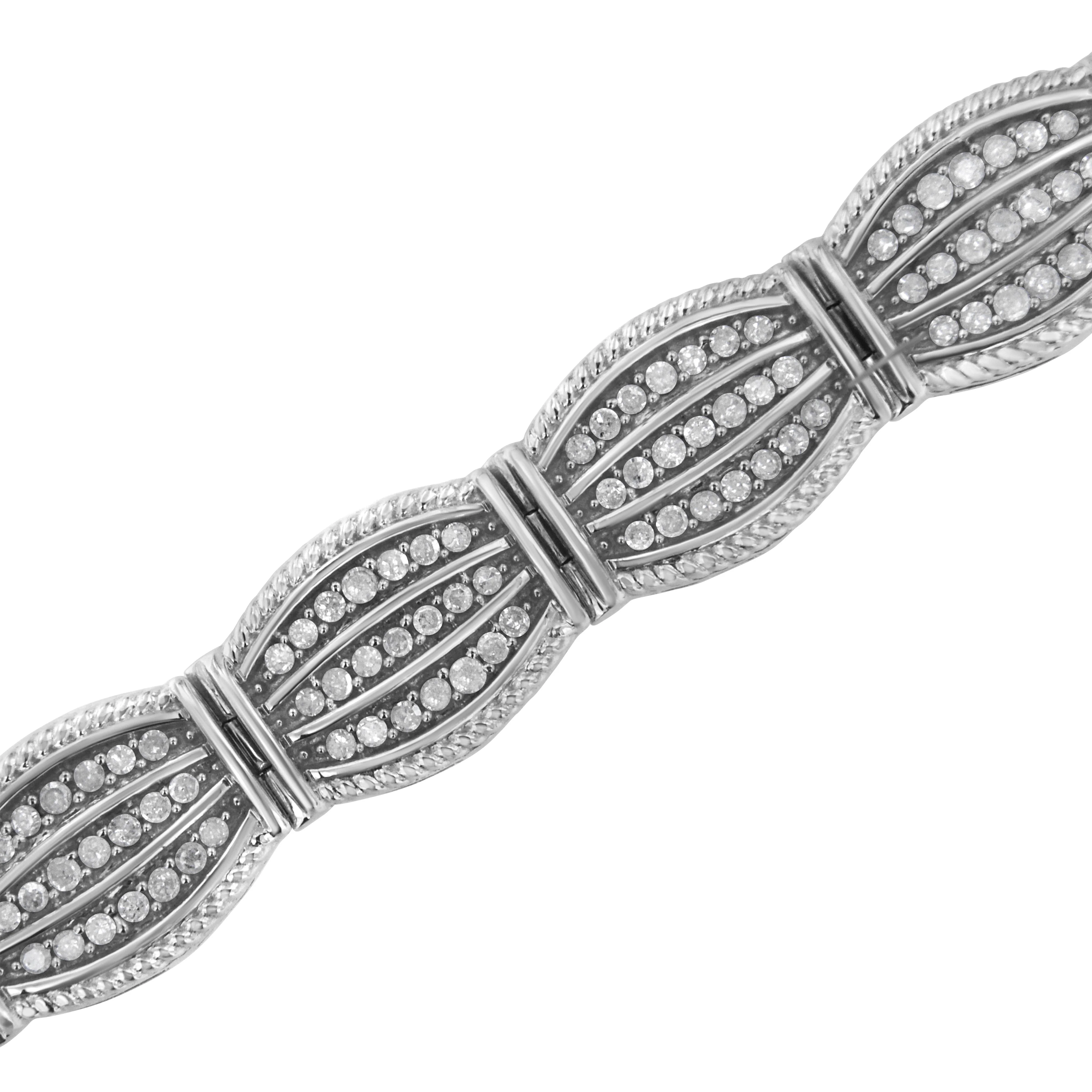 .925 Sterling Silver 3.0 Cttw Prong Set Diamond Art Deco Style Tennis Bracelet (I-J Color, I2-I3 Clarity) - 7.25" - Image 4
