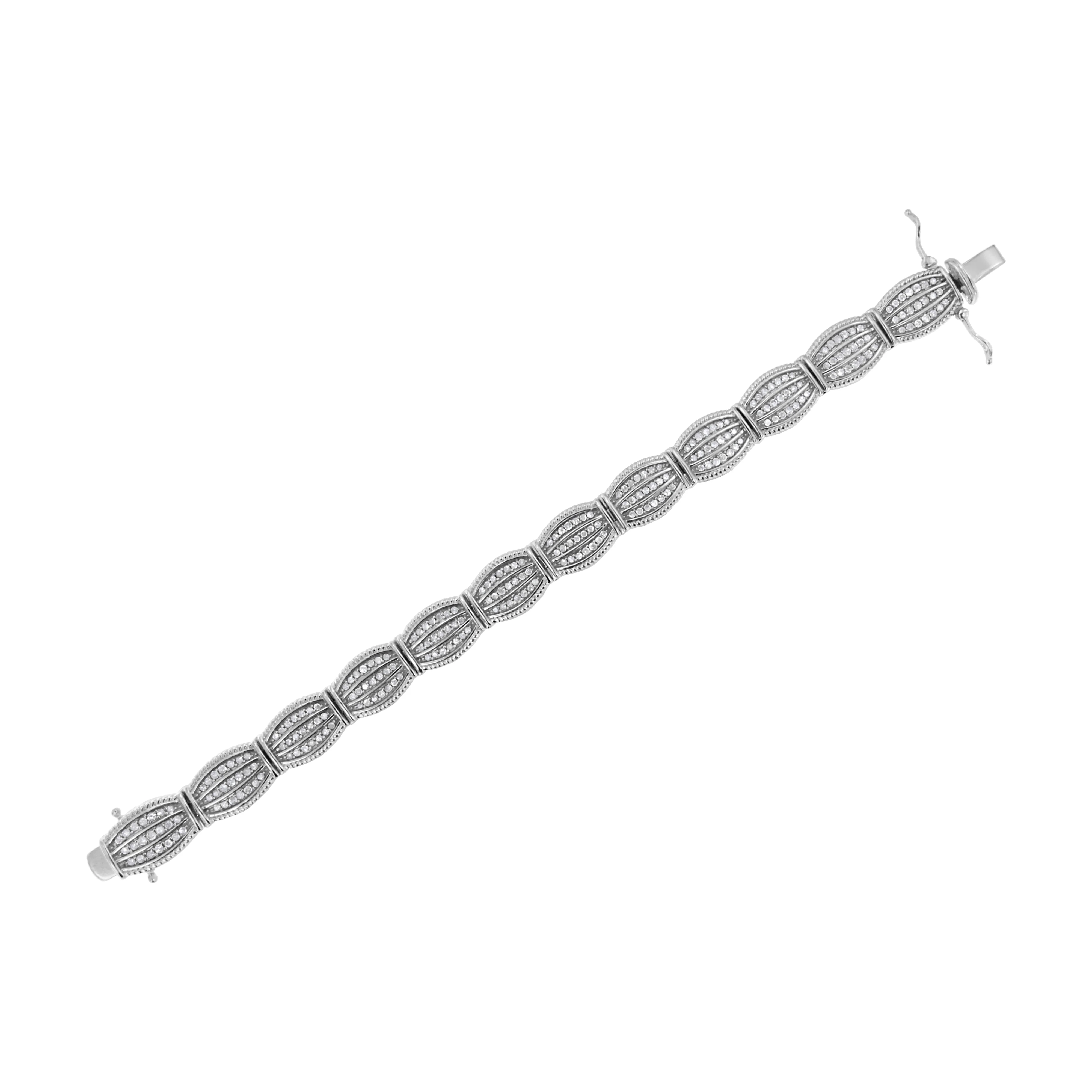 .925 Sterling Silver 3.0 Cttw Prong Set Diamond Art Deco Style Tennis Bracelet (I-J Color, I2-I3 Clarity) - 7.25" - Image 5