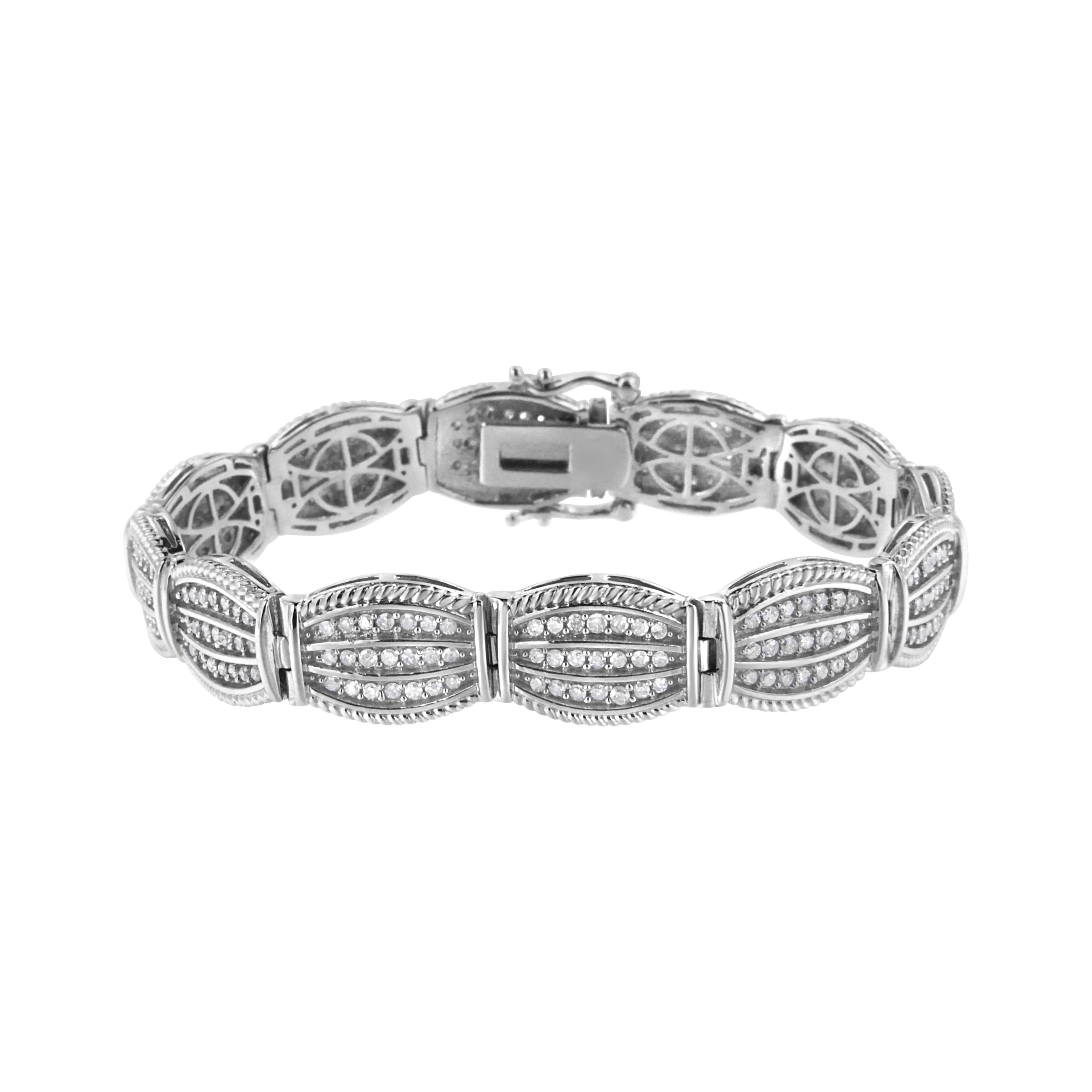 .925 Sterling Silver 3.0 Cttw Prong Set Diamond Art Deco Style Tennis Bracelet (I-J Color, I2-I3 Clarity) - 7.25" - Image 6
