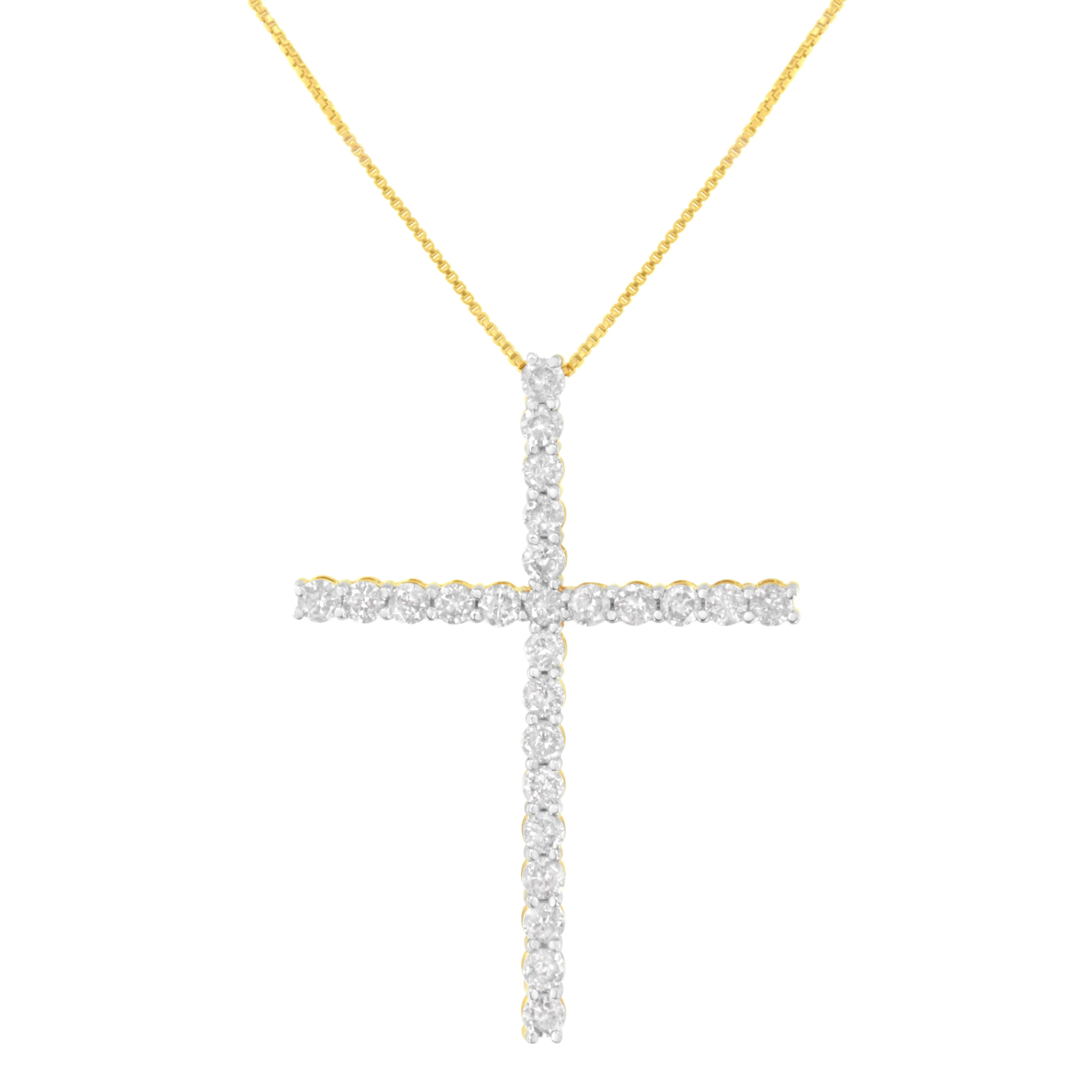 .925 Sterling Silver 3.0 Cttw Round Shape Diamond 1-1/2" Cross Pendant with Box Chain Necklace (I-J Color, I2-I3 Clarity) - 18" - Image 7