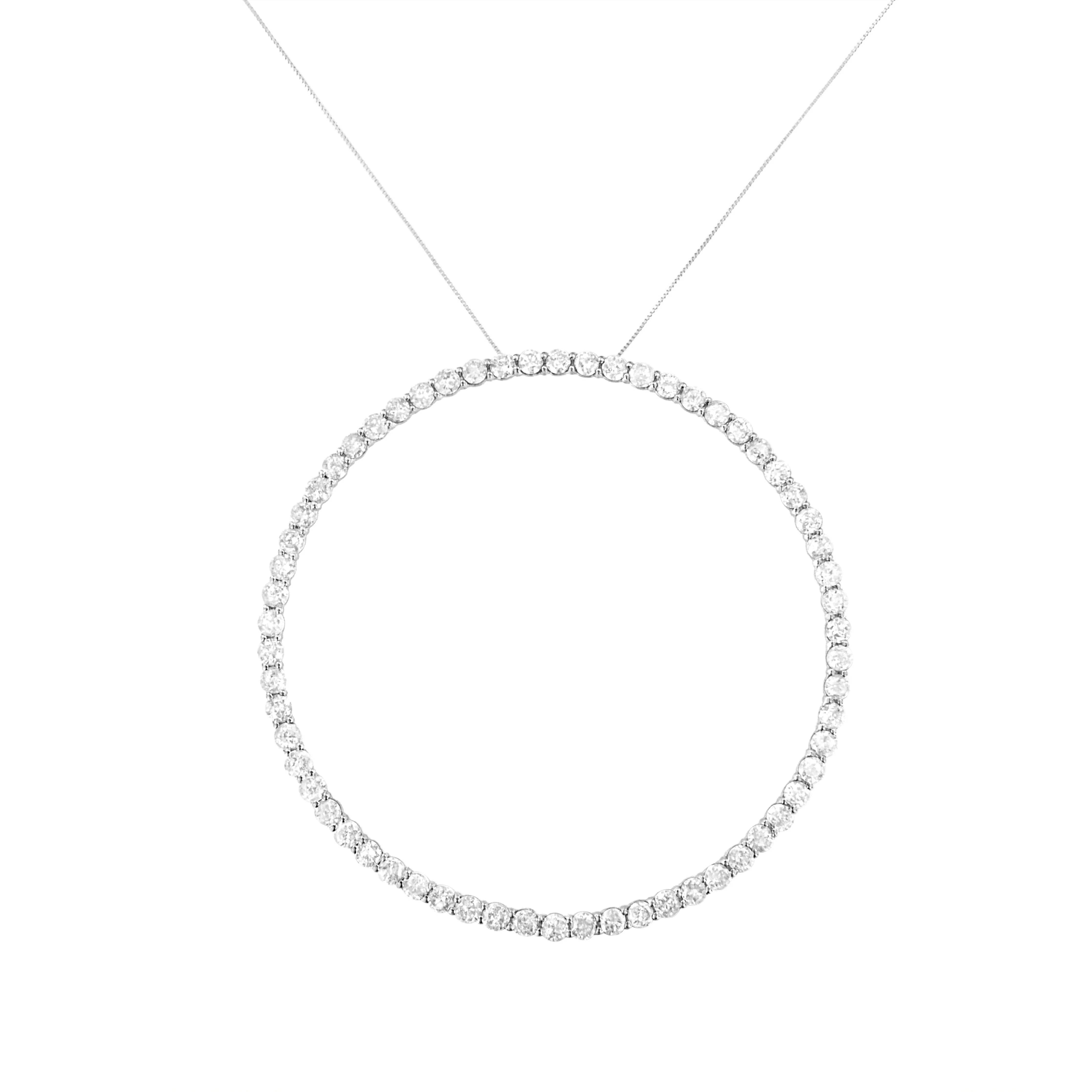 .925 Sterling Silver 5.0 Cttw Prong Set Round-cut Diamond Open Circle Hoop 18" Pendant Necklace (I-J Color, I2-I3 Clarity) - Image 5