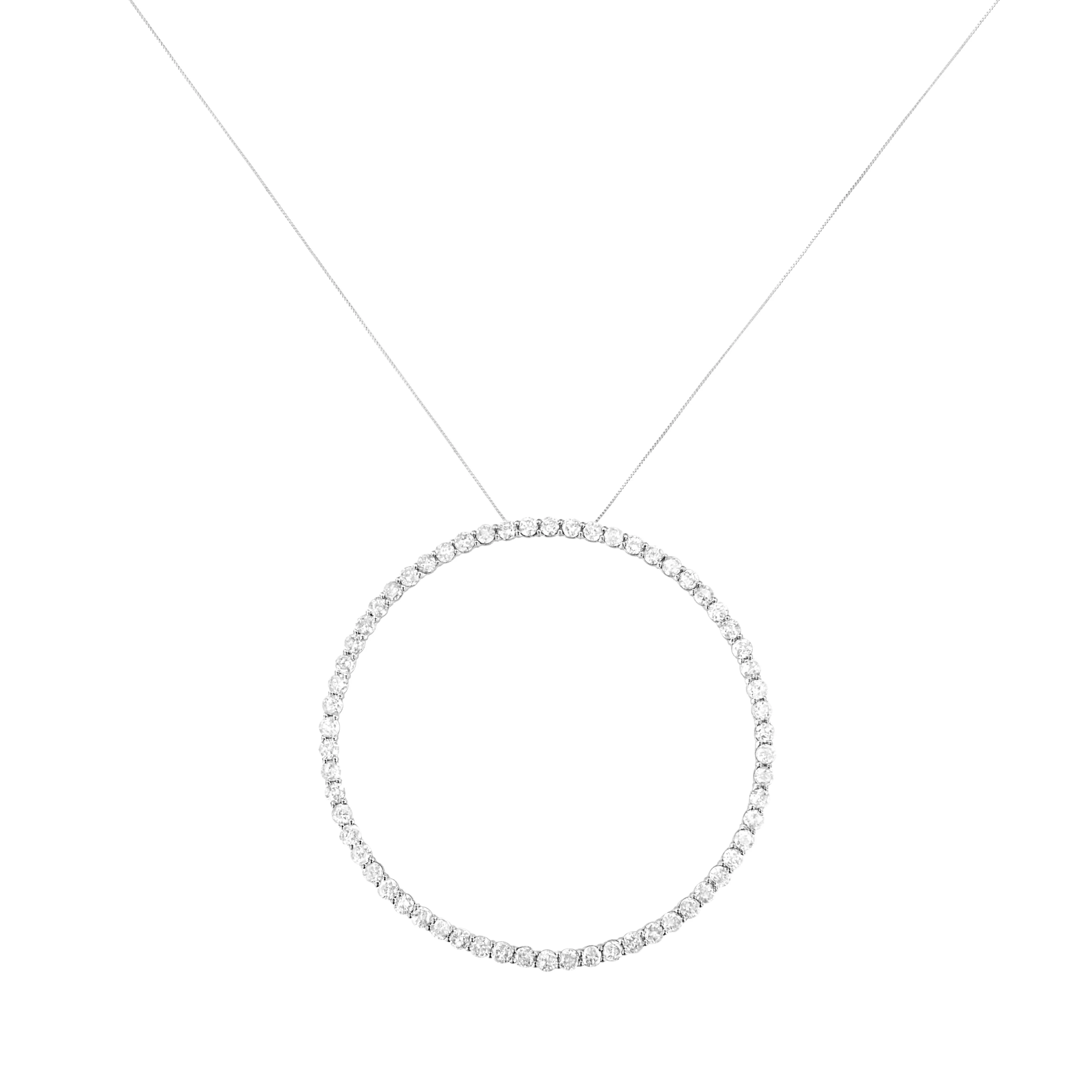 .925 Sterling Silver 5.0 Cttw Prong Set Round-cut Diamond Open Circle Hoop 18" Pendant Necklace (I-J Color, I2-I3 Clarity) - Image 6