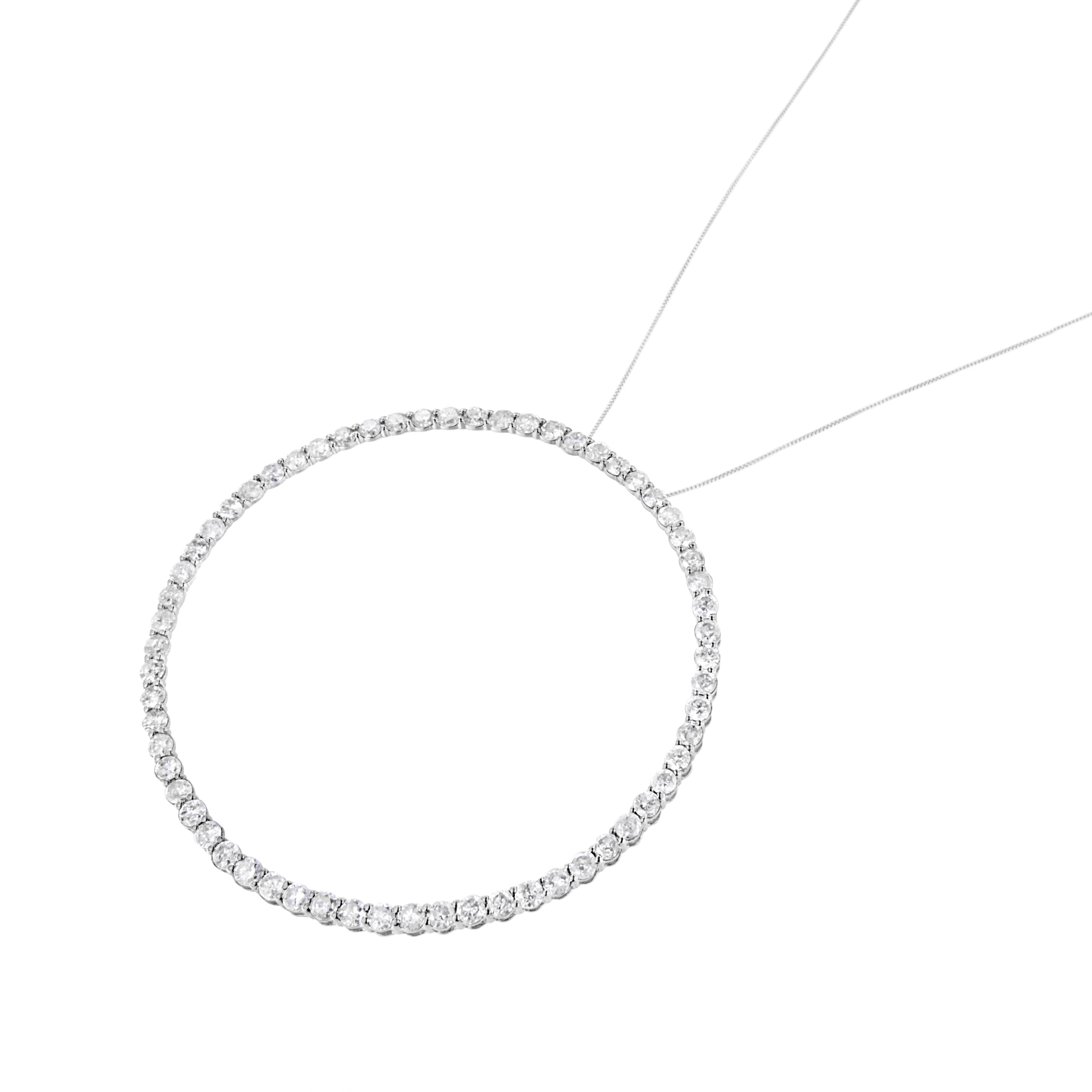 .925 Sterling Silver 5.0 Cttw Prong Set Round-cut Diamond Open Circle Hoop 18" Pendant Necklace (I-J Color, I2-I3 Clarity) - Image 7