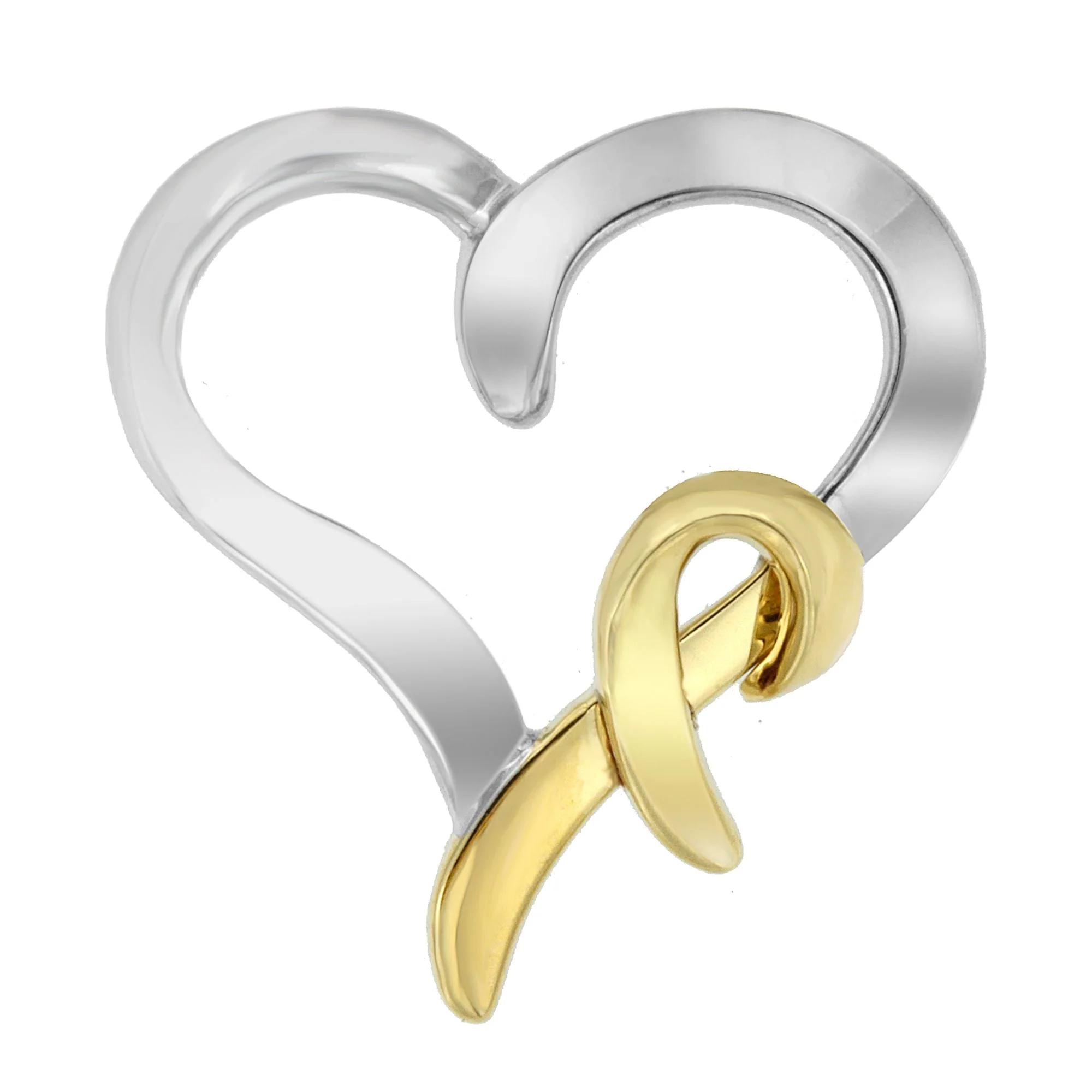 .925 Sterling Silver and 14K Yellow Gold Two-Tone Heart Shaped Pendant Necklace - Image 4