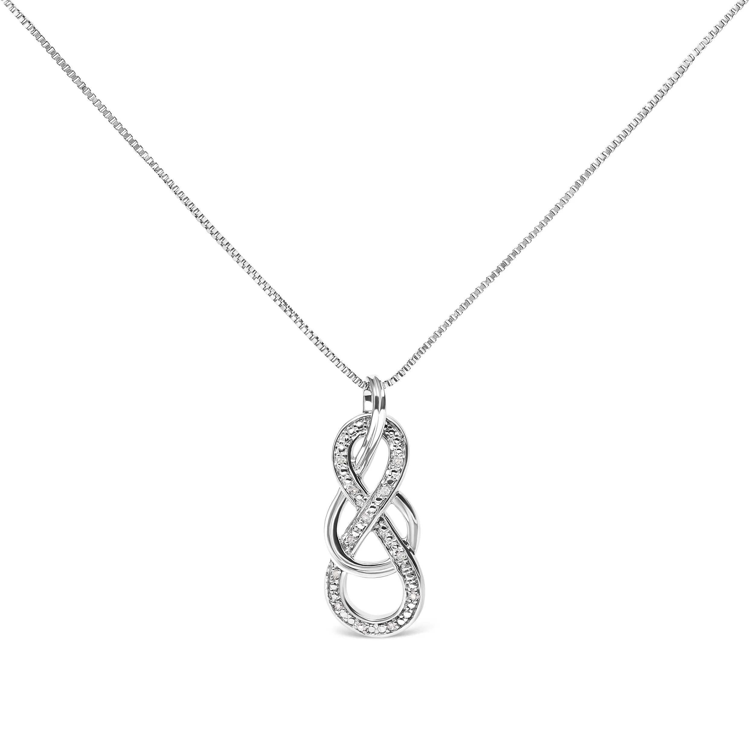 925 Sterling Silver Diamond Accent Interlocking Infinity Pendant Necklace (H-I Color, I2-I3 Clarity) - 18" Inches - Image 4