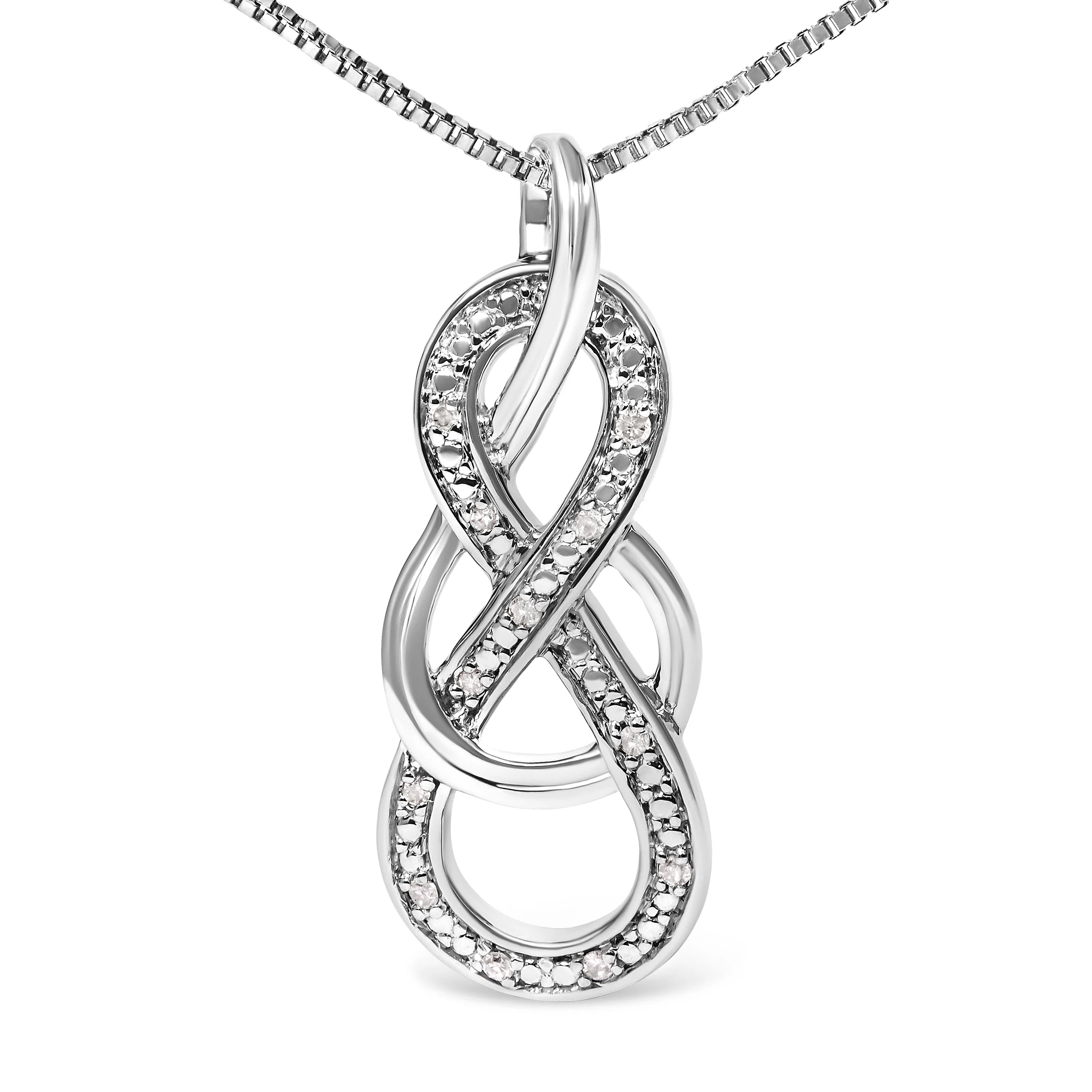 925 Sterling Silver Diamond Accent Interlocking Infinity Pendant Necklace (H-I Color, I2-I3 Clarity) - 18" Inches - Image 5