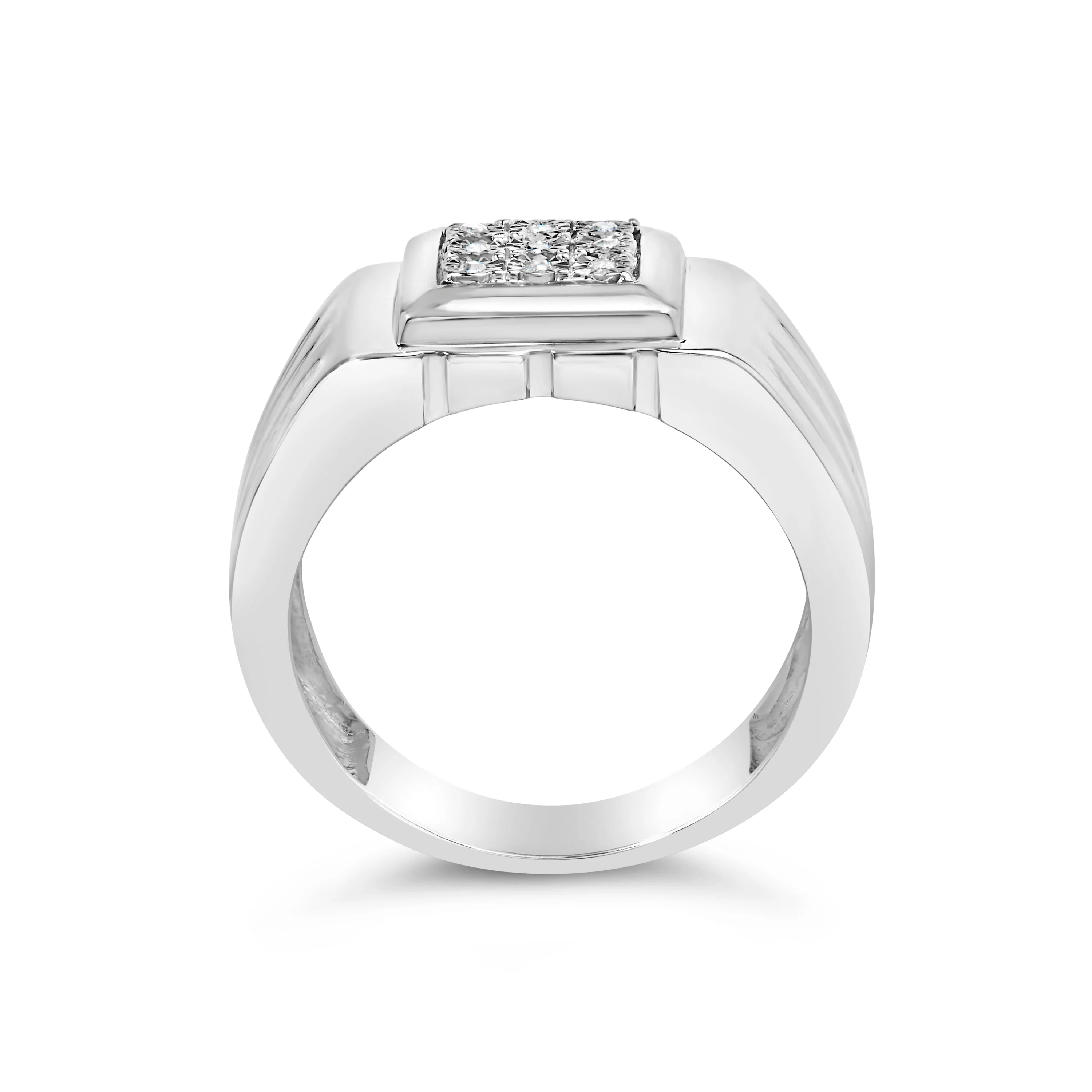 .925 Sterling Silver Diamond Accent Miracle-Set 9 Stone Ridged Band Gentlemen's Fashion Ring (I-J Color, I3 Clarity) - Size 10 - Image 10