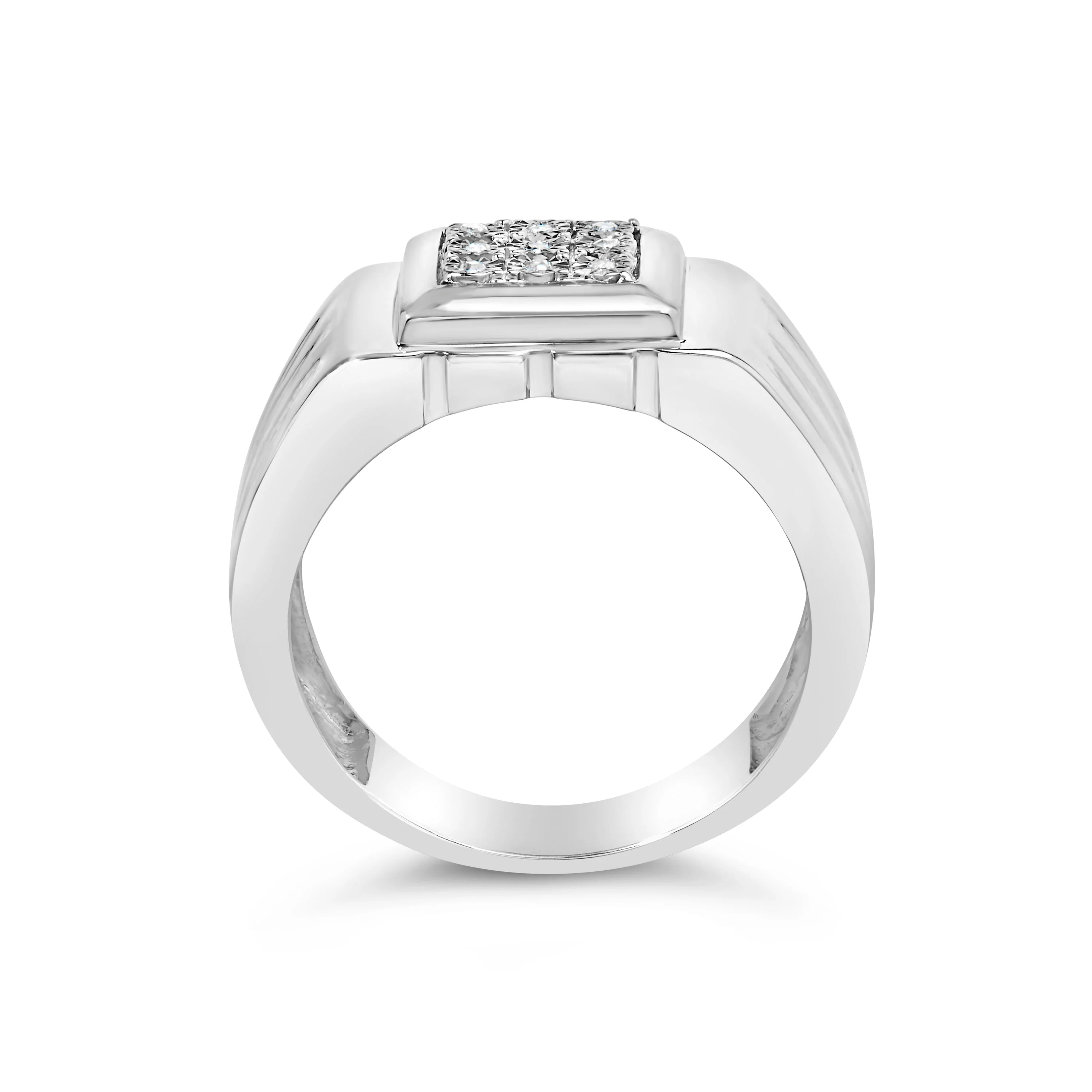 .925 Sterling Silver Diamond Accent Miracle-Set 9 Stone Ridged Band Gentlemen's Fashion Ring (I-J Color, I3 Clarity) - Size 10 - Image 5