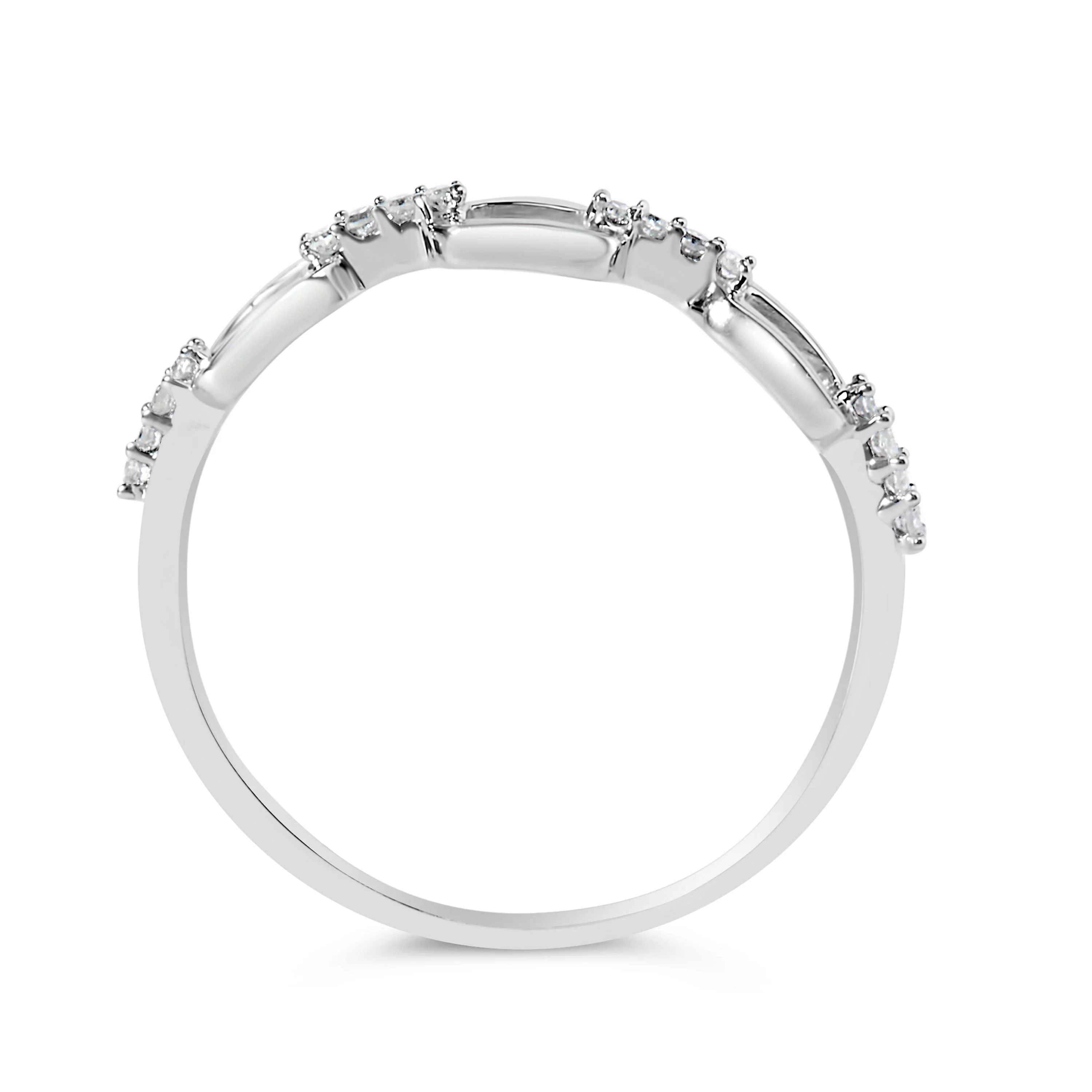 .925 Sterling Silver Diamond Accent Paperclip Band Ring (I-J Color, I2-I3 Clarity) - Ring Size 6 - Image 5