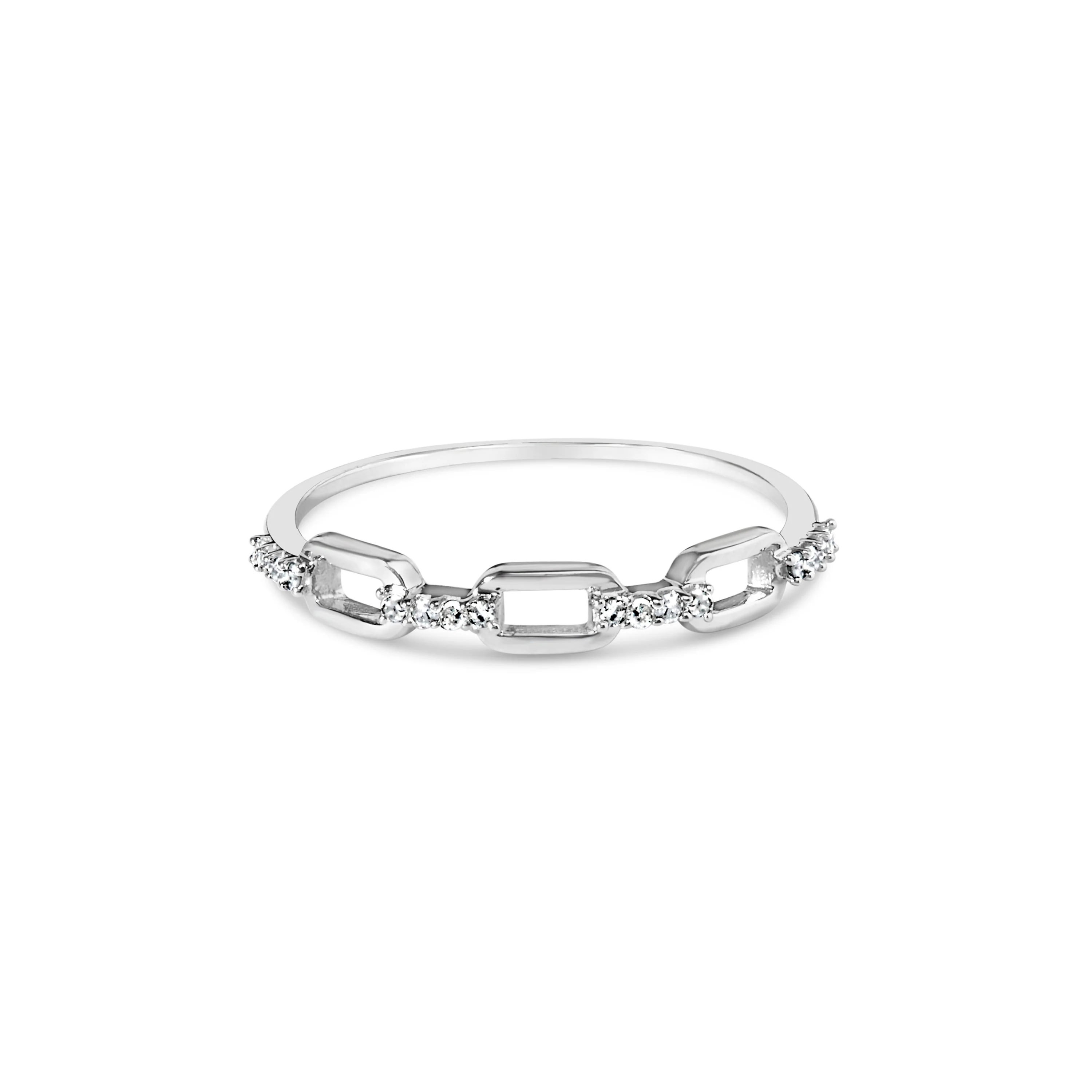 .925 Sterling Silver Diamond Accent Paperclip Band Ring (I-J Color, I2-I3 Clarity) - Ring Size 6 - Image 6