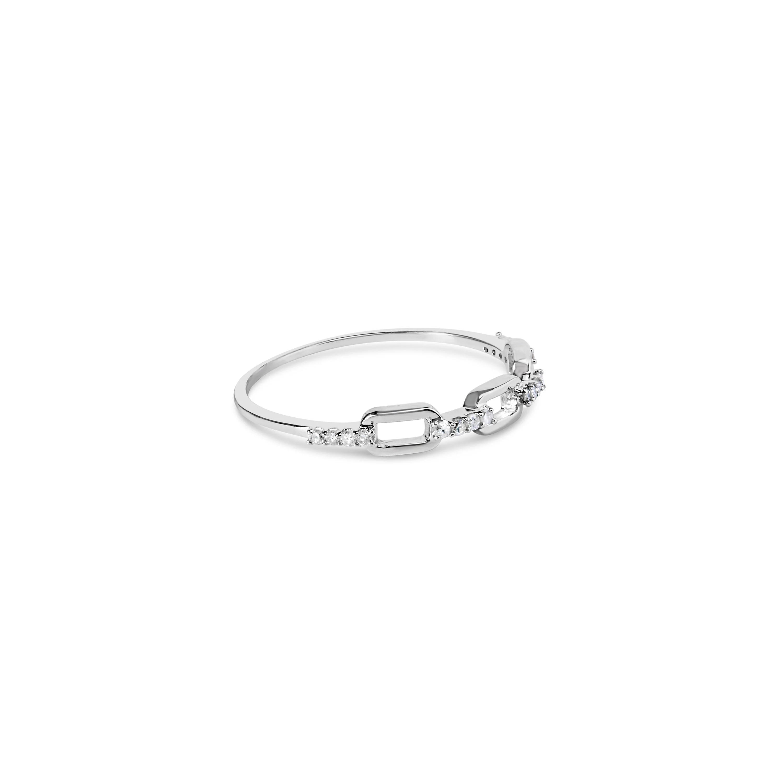 .925 Sterling Silver Diamond Accent Paperclip Band Ring (I-J Color, I2-I3 Clarity) - Ring Size 6 - Image 7