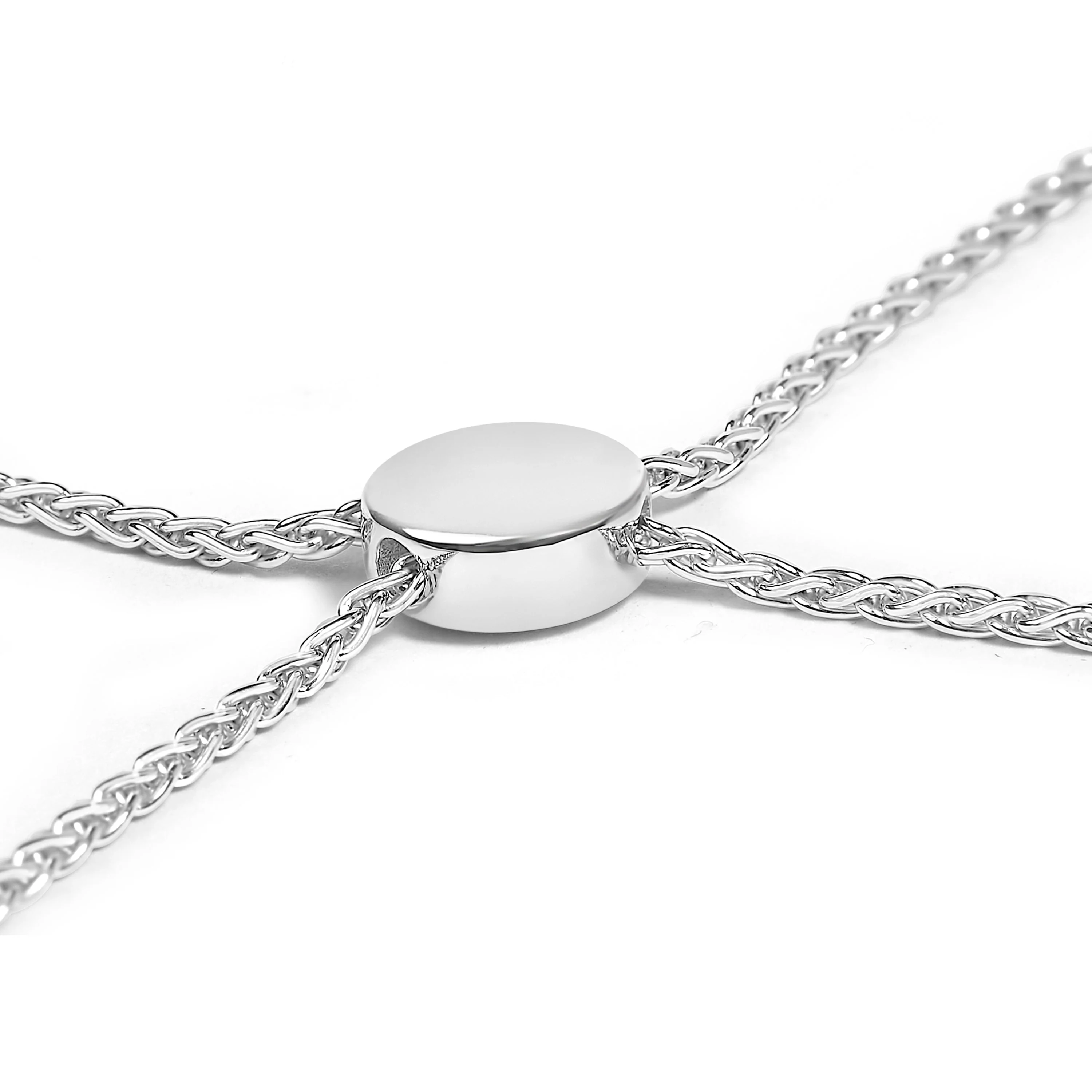 .925 Sterling Silver Diamond Accent Ribbon and Circle Bolo Adjustable Bracelet - Image 2