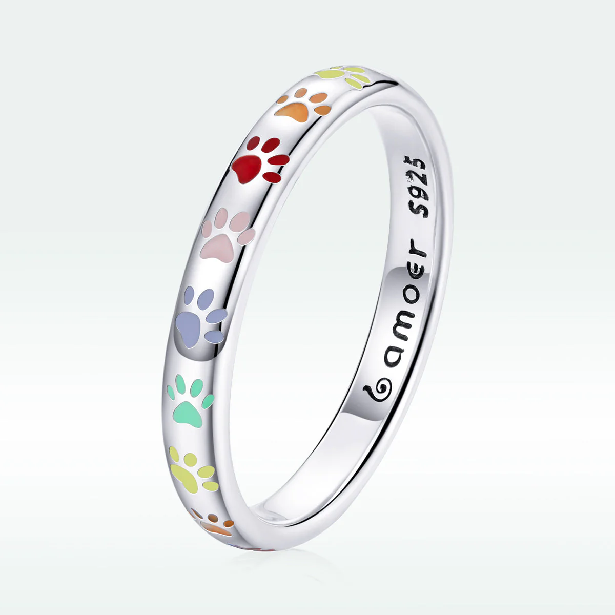925 Sterling Silver Enamel Oxidized Silver Ring Size 6.0 - Image 2