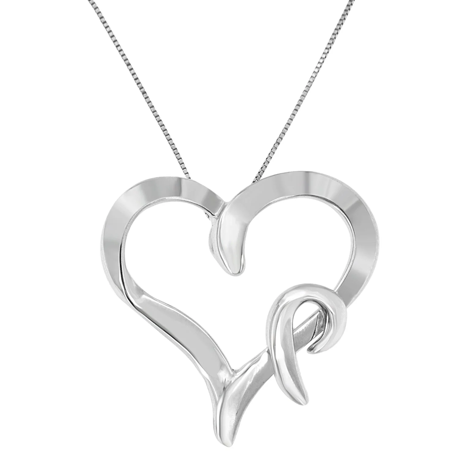 .925 Sterling Silver Heart Shaped Pendant Necklace - Image 2