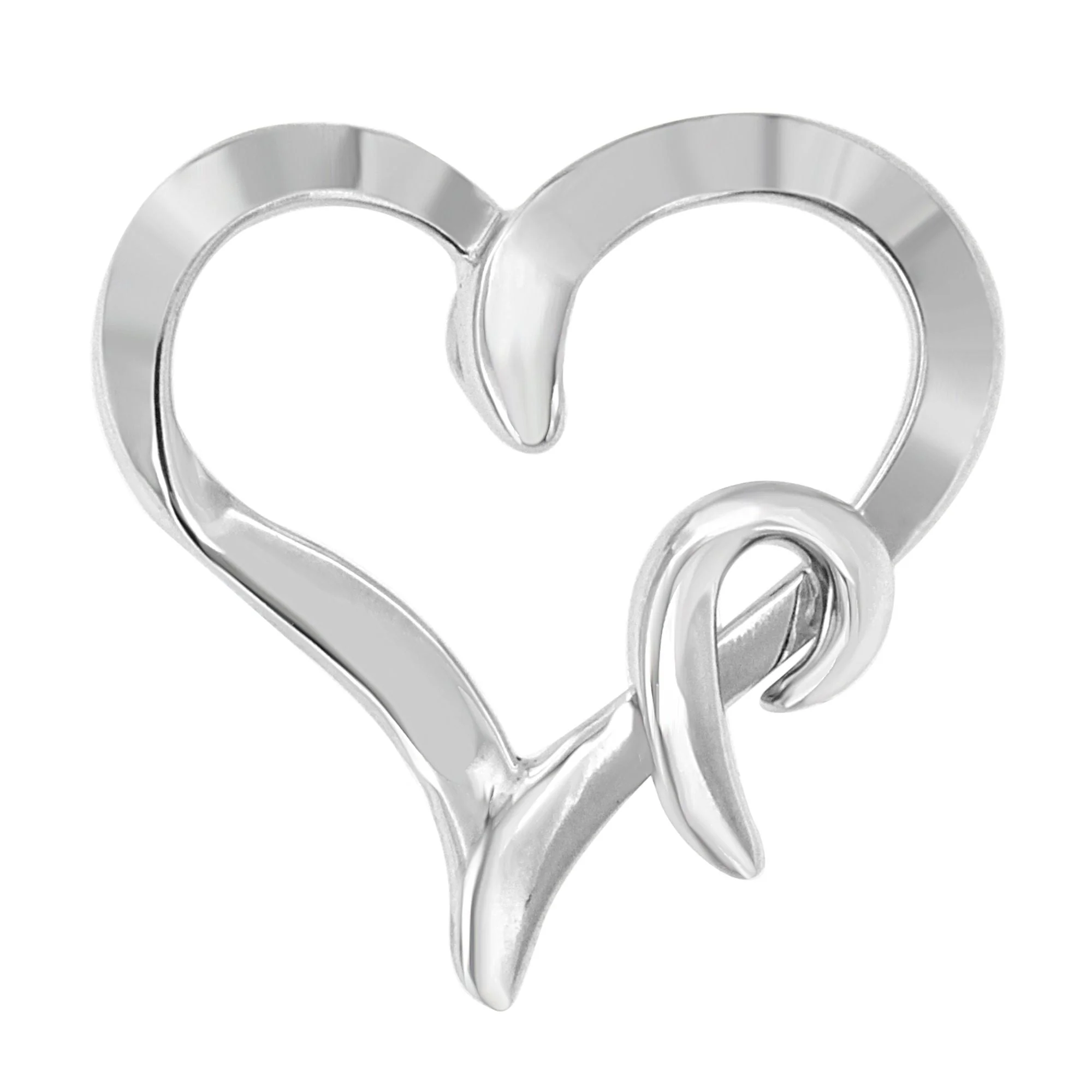 .925 Sterling Silver Heart Shaped Pendant Necklace - Image 4