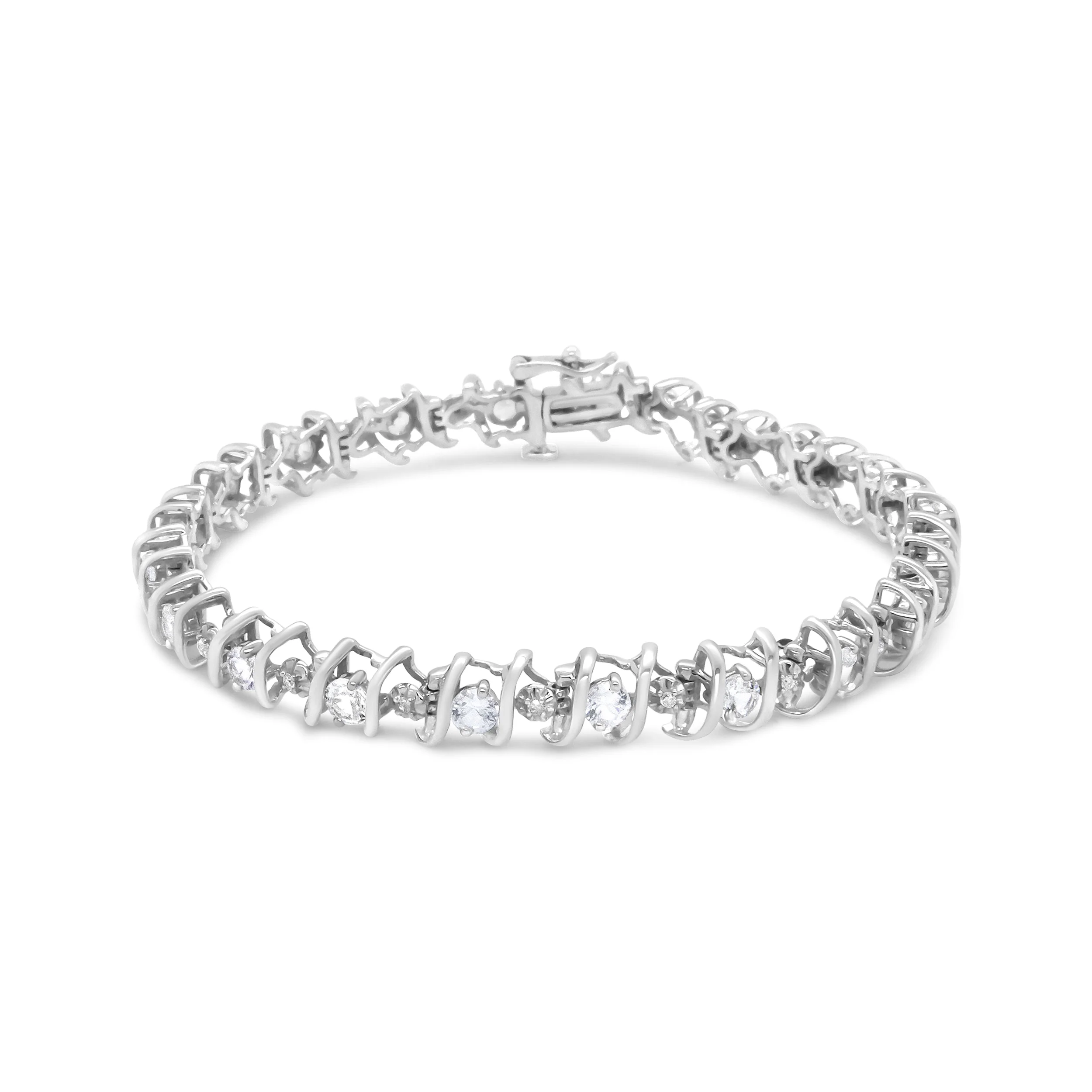 .925 Sterling Silver, Lab-Grown Gemstone and 4 Cttw Round Diamond Tennis Bracelet (H-I Color, I1-I2 Clarity) - Created Blue Sapphire, September Birthstone - Image 14