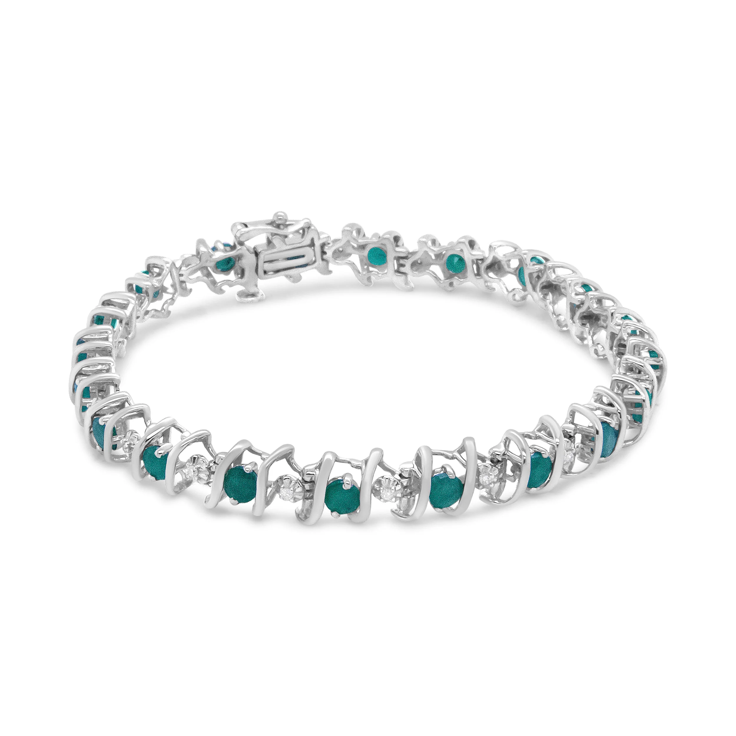 .925 Sterling Silver, Lab-Grown Gemstone and 4 Cttw Round Diamond Tennis Bracelet (H-I Color, I1-I2 Clarity) - Created Blue Sapphire, September Birthstone - Image 15