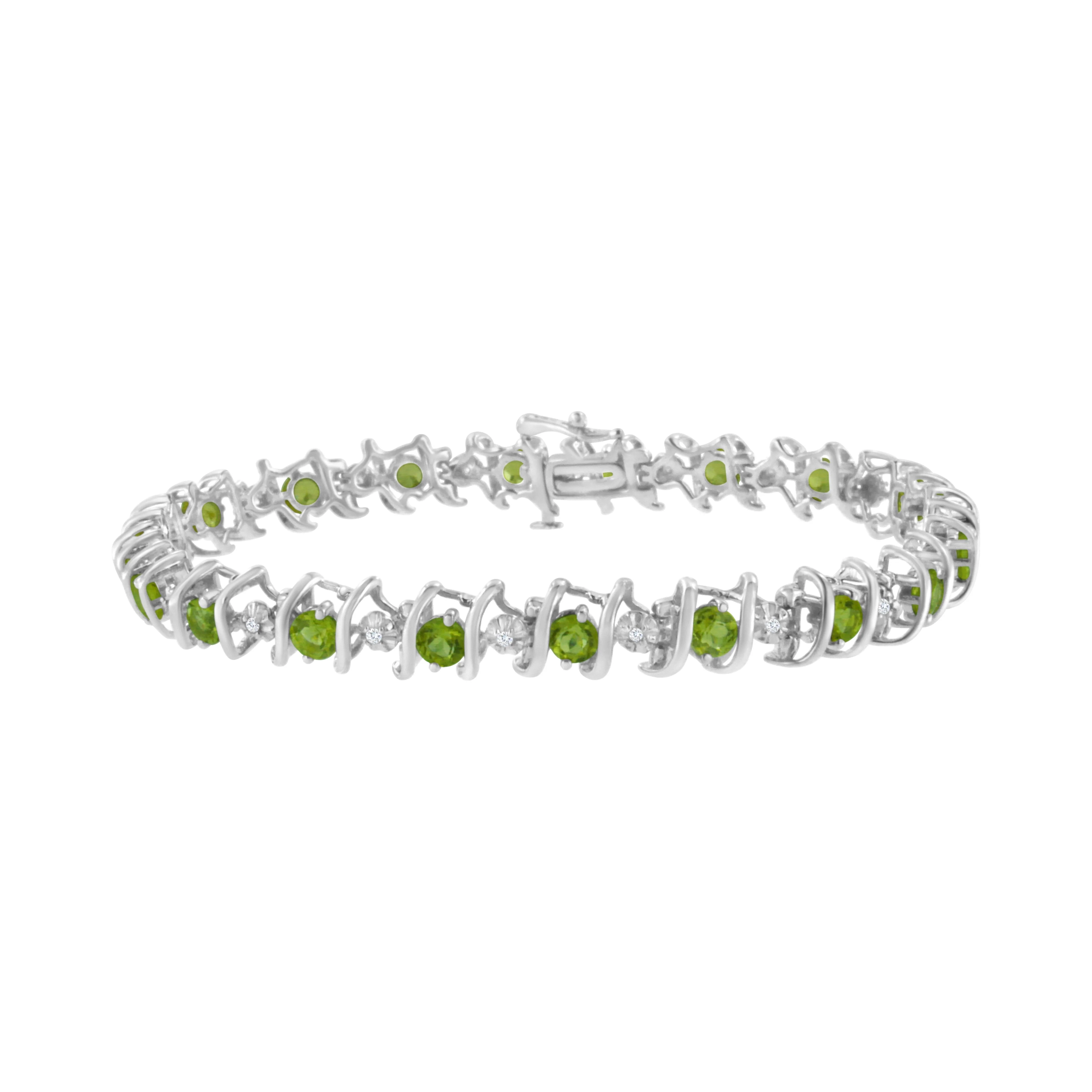 .925 Sterling Silver, Lab-Grown Gemstone and 4 Cttw Round Diamond Tennis Bracelet (H-I Color, I1-I2 Clarity) - Created Blue Sapphire, September Birthstone - Image 7