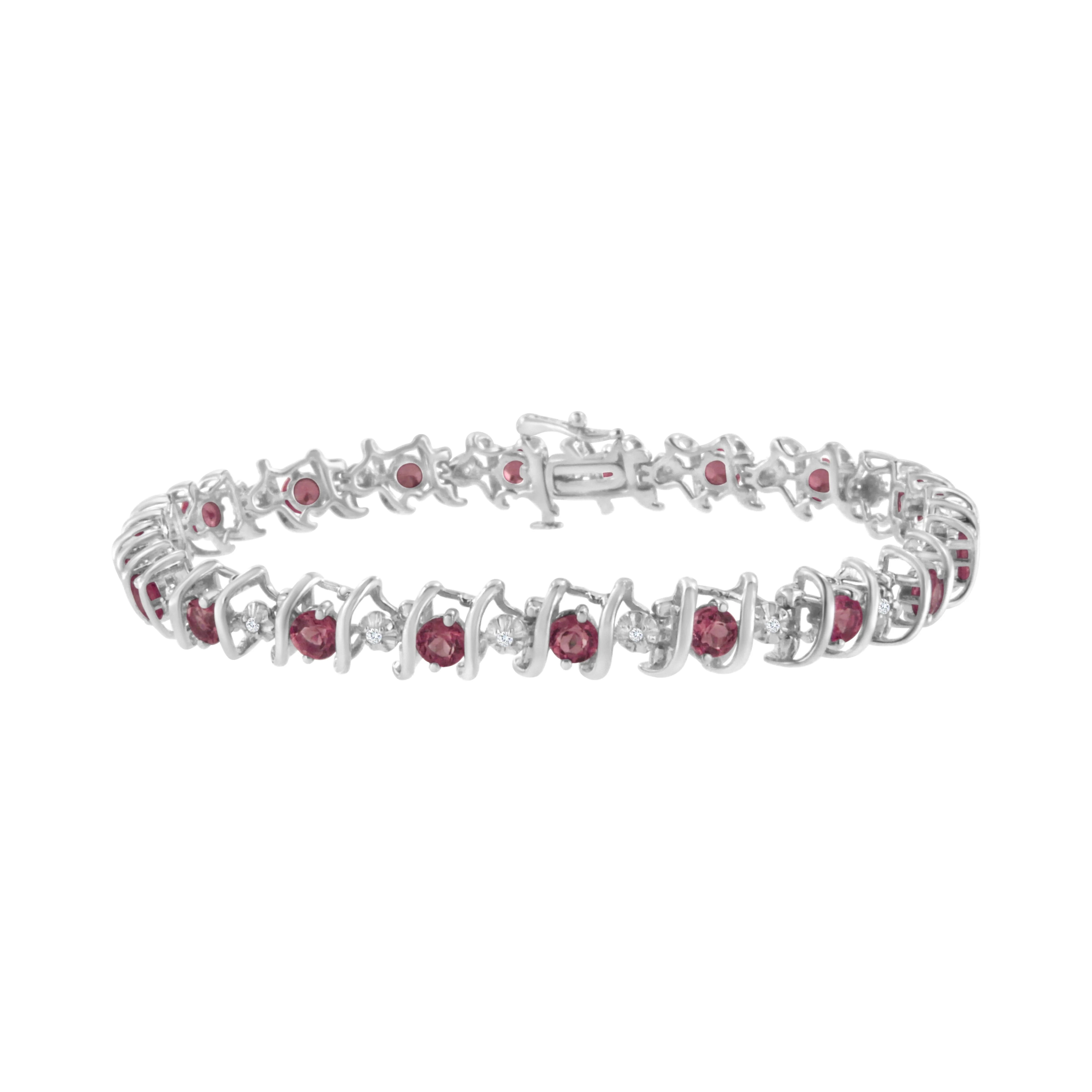 .925 Sterling Silver, Lab-Grown Gemstone and 4 Cttw Round Diamond Tennis Bracelet (H-I Color, I1-I2 Clarity) - Created Blue Sapphire, September Birthstone - Image 8