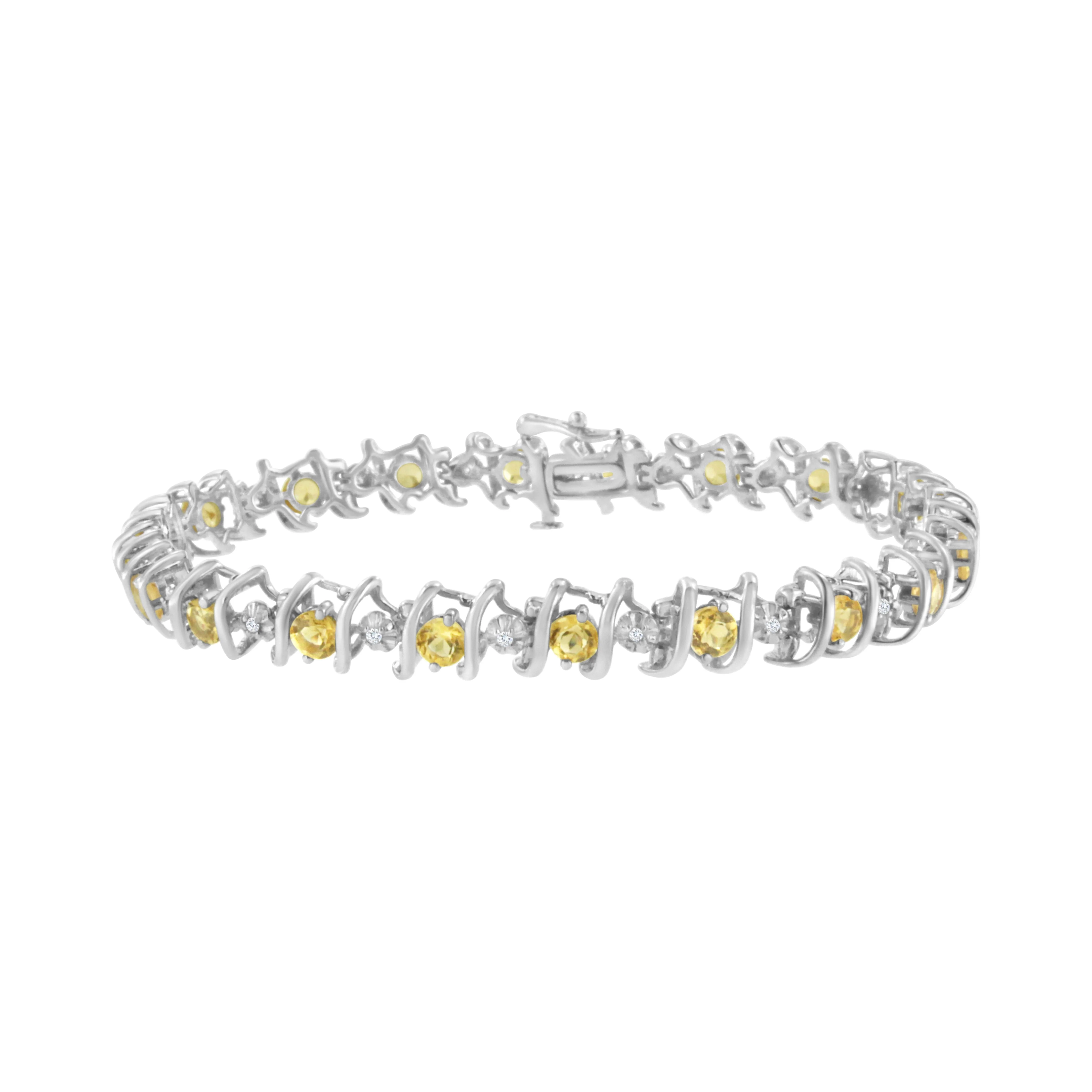 .925 Sterling Silver, Lab-Grown Gemstone and 4 Cttw Round Diamond Tennis Bracelet (H-I Color, I1-I2 Clarity) - Created Blue Sapphire, September Birthstone - Image 9