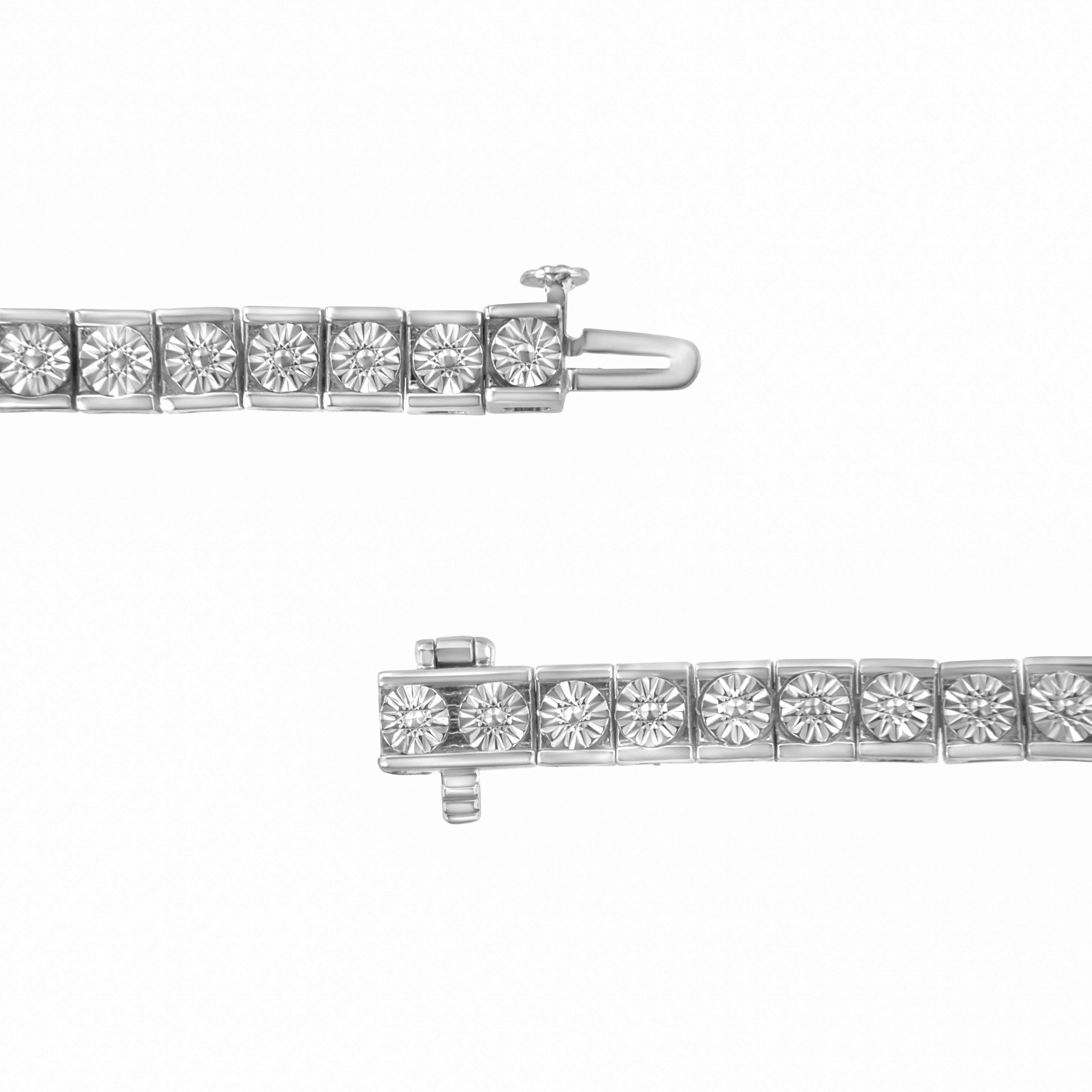 .925 Sterling Silver Miracle Set Diamond Accent Classic Tennis Bracelet (I-J Color, I2-I3 Clarity) - 7.25" - Image 2