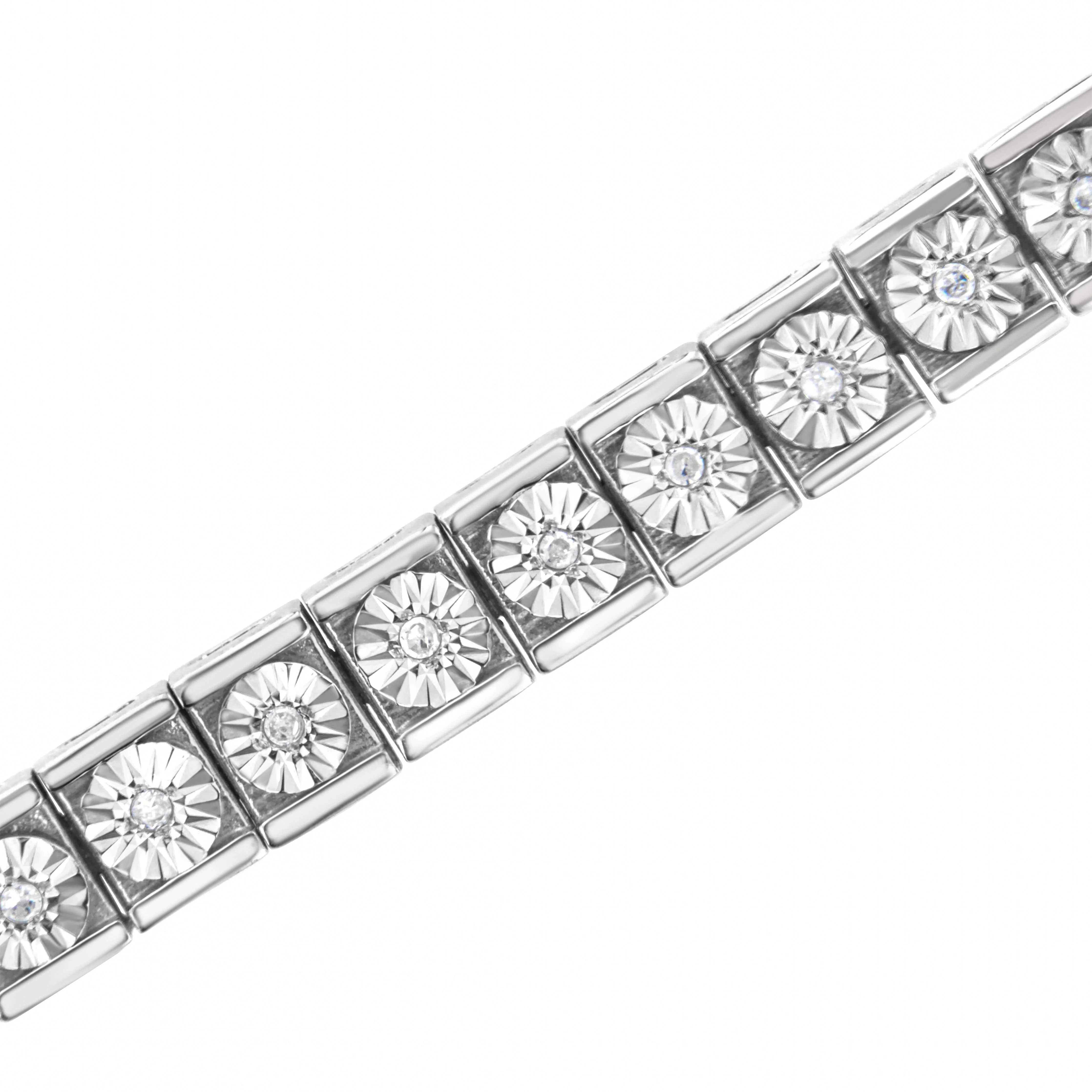 .925 Sterling Silver Miracle Set Diamond Accent Classic Tennis Bracelet (I-J Color, I2-I3 Clarity) - 7.25" - Image 6