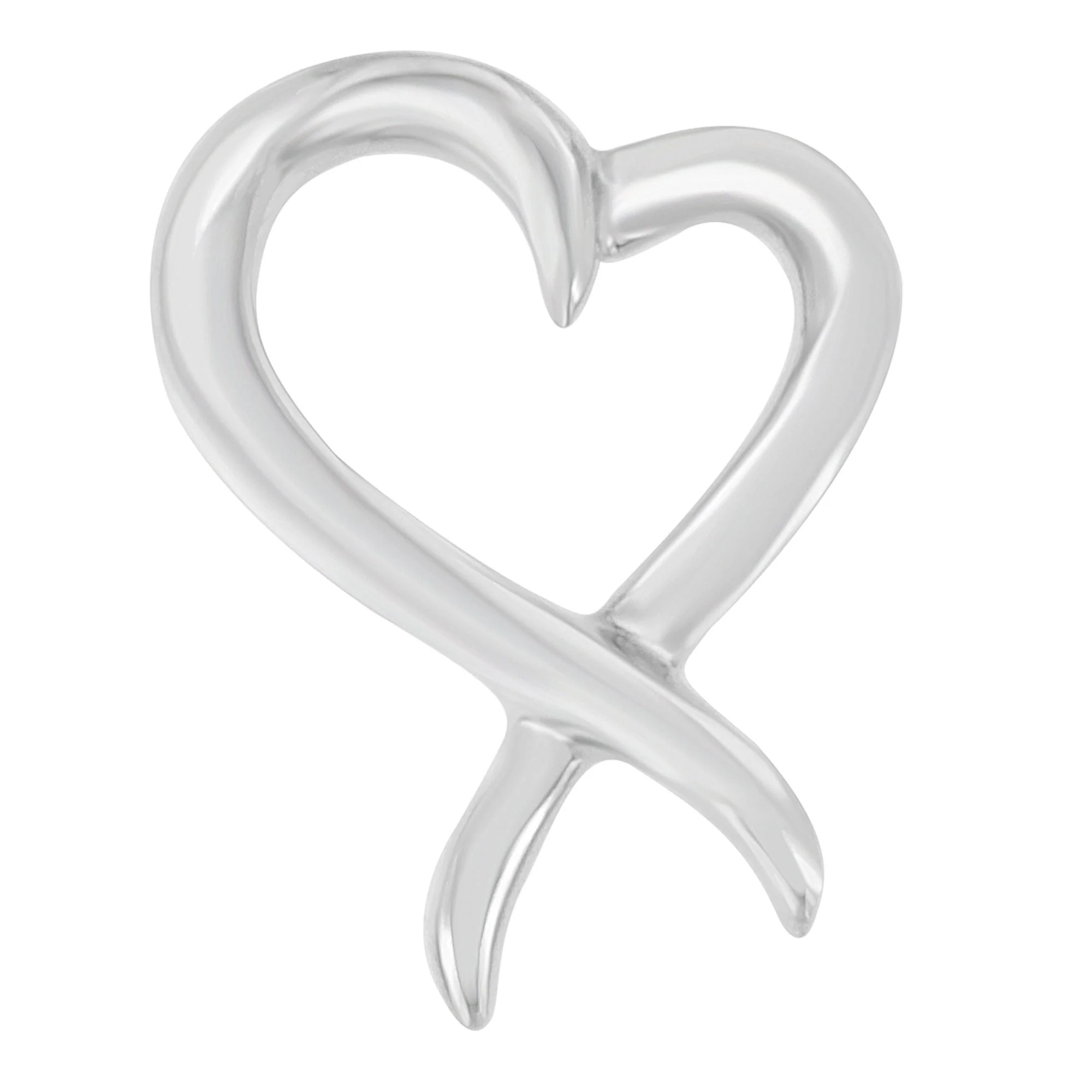 .925 Sterling Silver Open Heart-Shaped Awareness Ribbon Pendant Necklace - Image 4