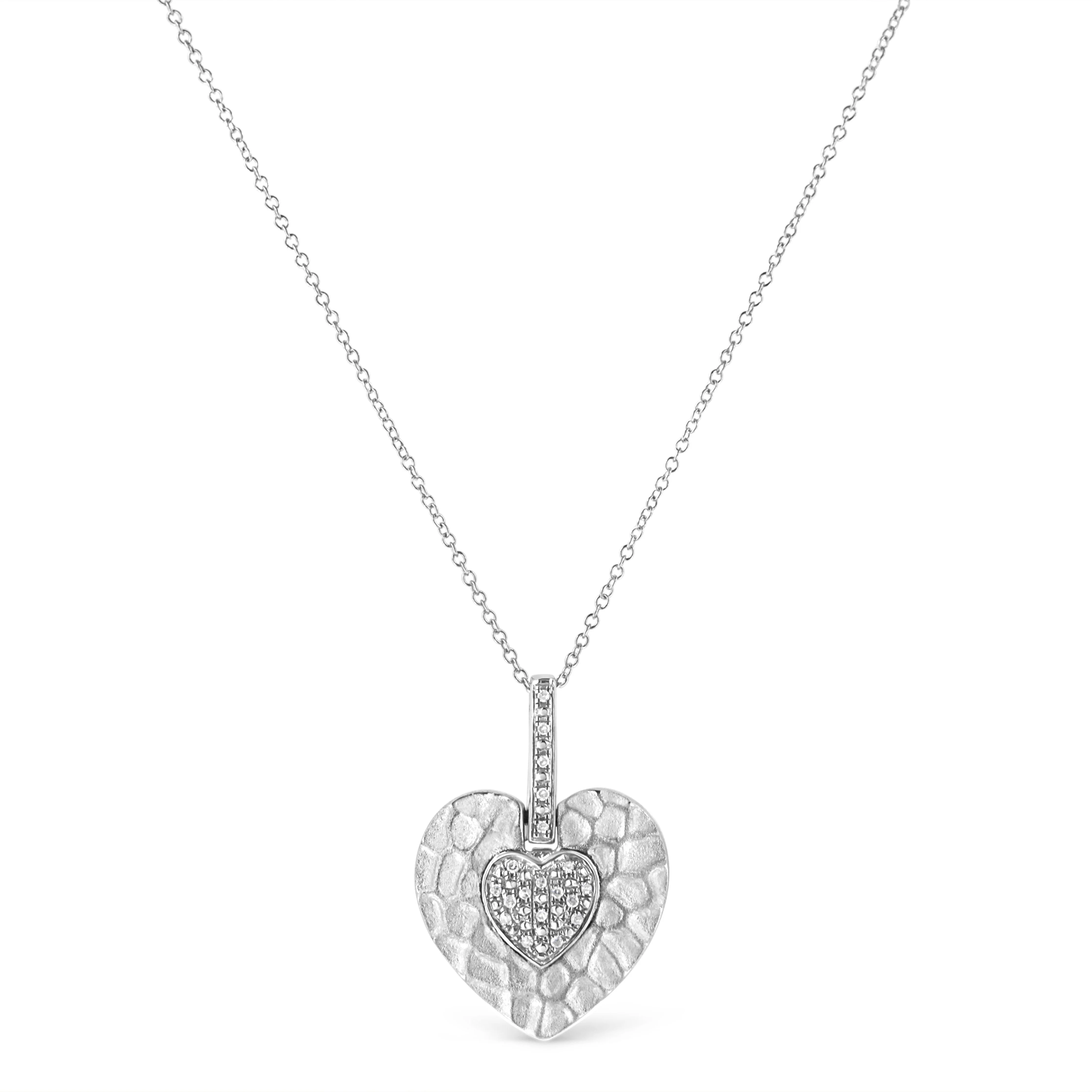 .925 Sterling Silver Pave-Set Diamond Accent Heart Shape 18" Pendant Necklace (I-J Color, I1-I2 Clarity) - Image 5