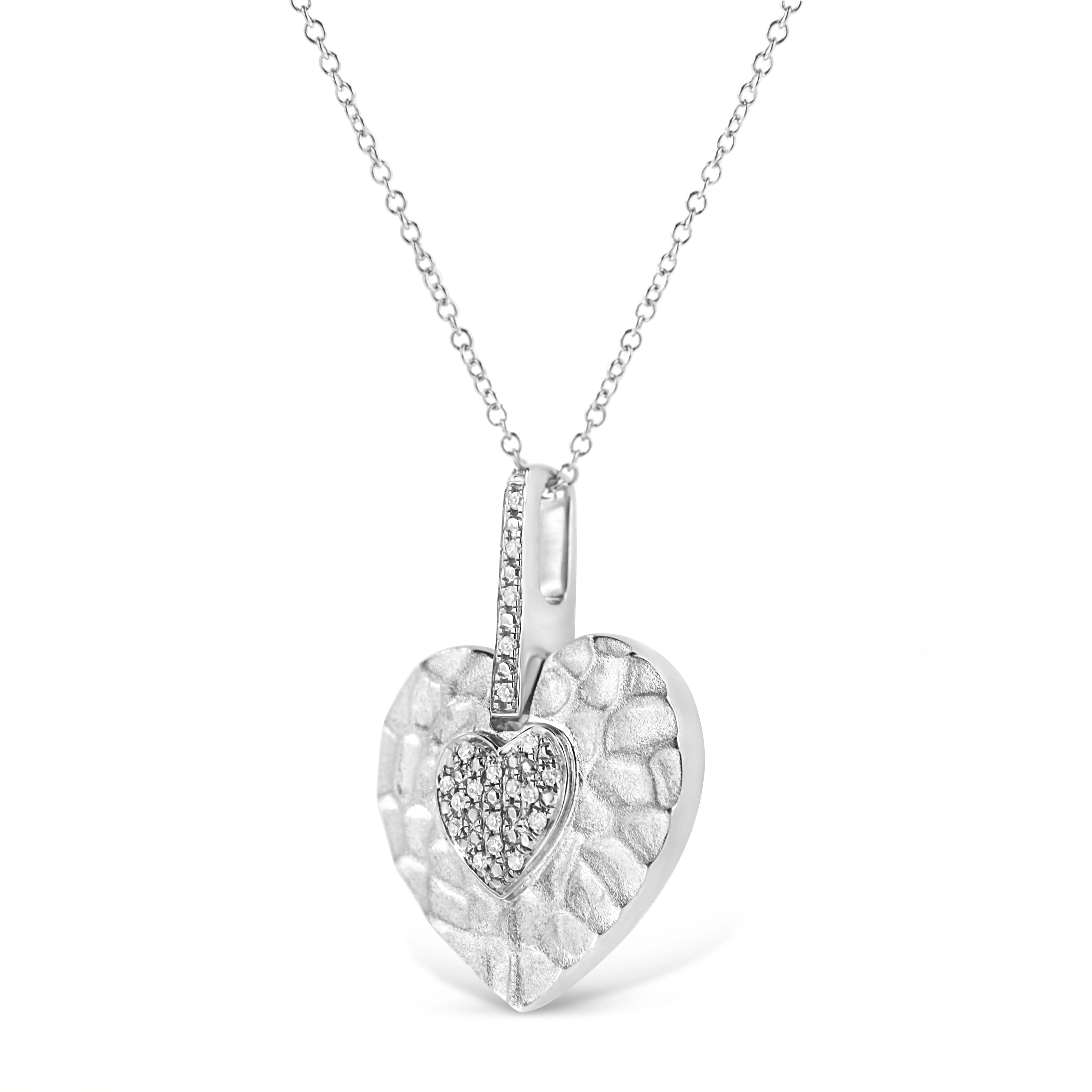 .925 Sterling Silver Pave-Set Diamond Accent Heart Shape 18" Pendant Necklace (I-J Color, I1-I2 Clarity) - Image 6