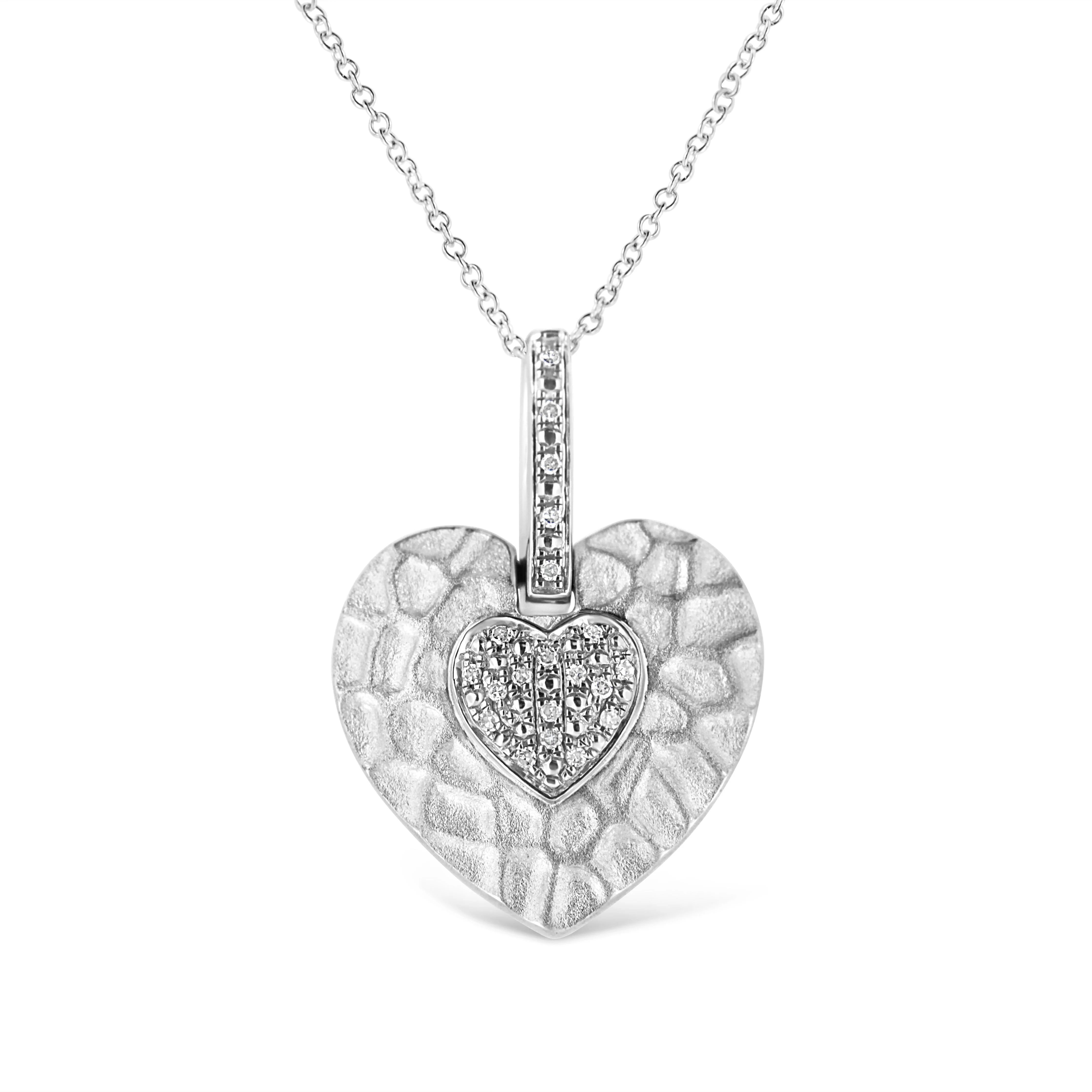 .925 Sterling Silver Pave-Set Diamond Accent Heart Shape 18" Pendant Necklace (I-J Color, I1-I2 Clarity) - Image 8