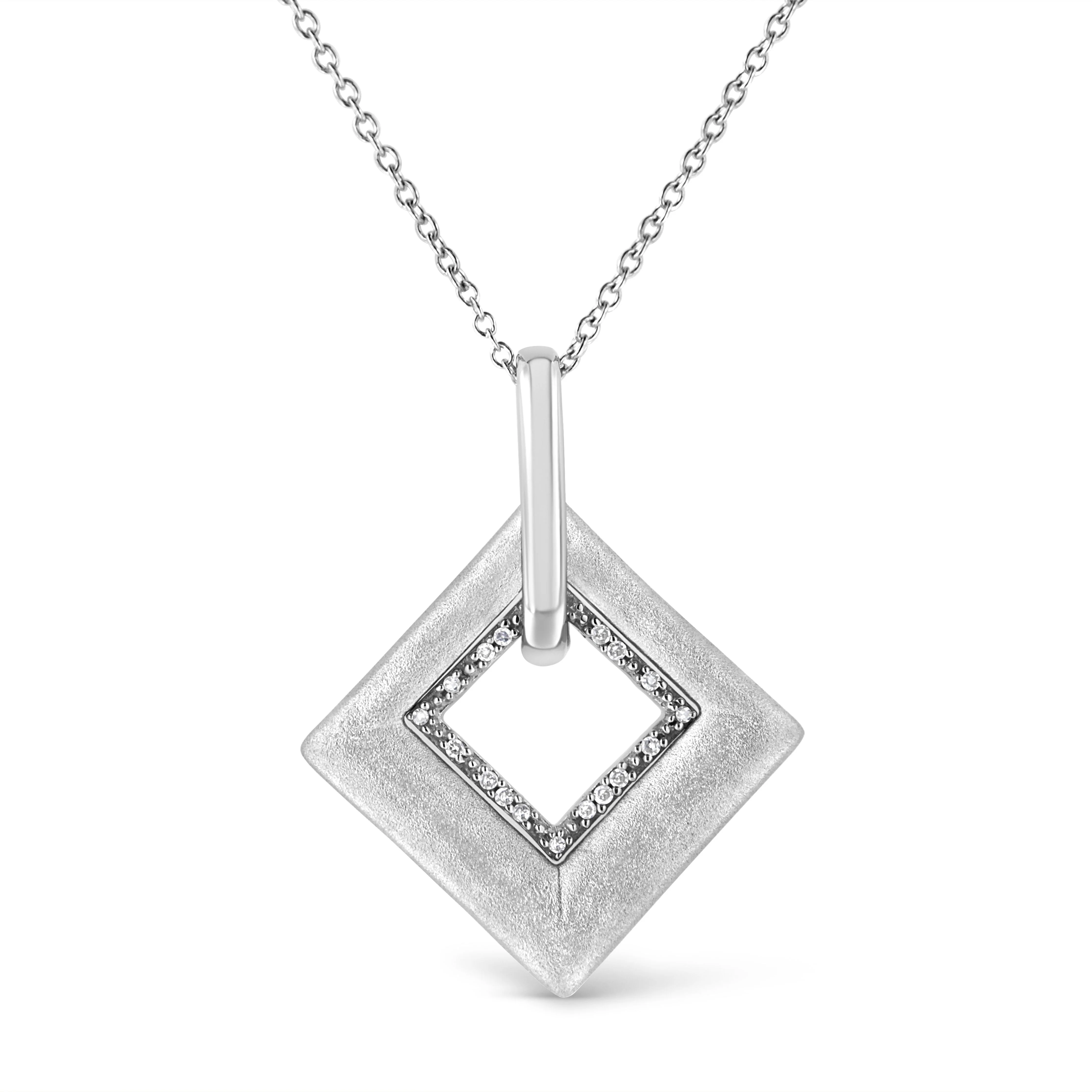 .925 Sterling Silver Pave-Set Diamond Accent Kite Shape 18" Pendant Necklace (I-J Color, I1-I2 Clarity) - Image 8