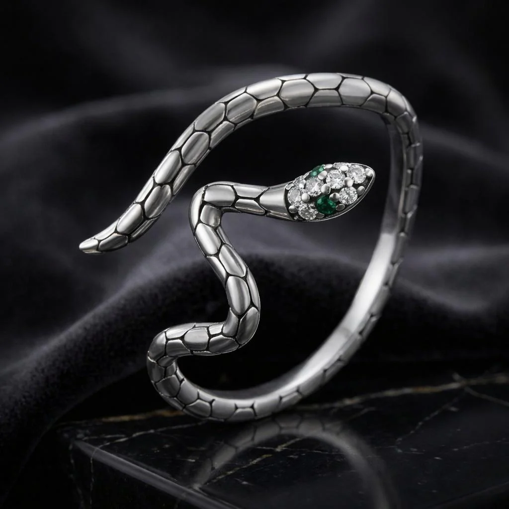 925 Sterling Silver Pavé Setting CZ Oxidized Silver Ring for Women