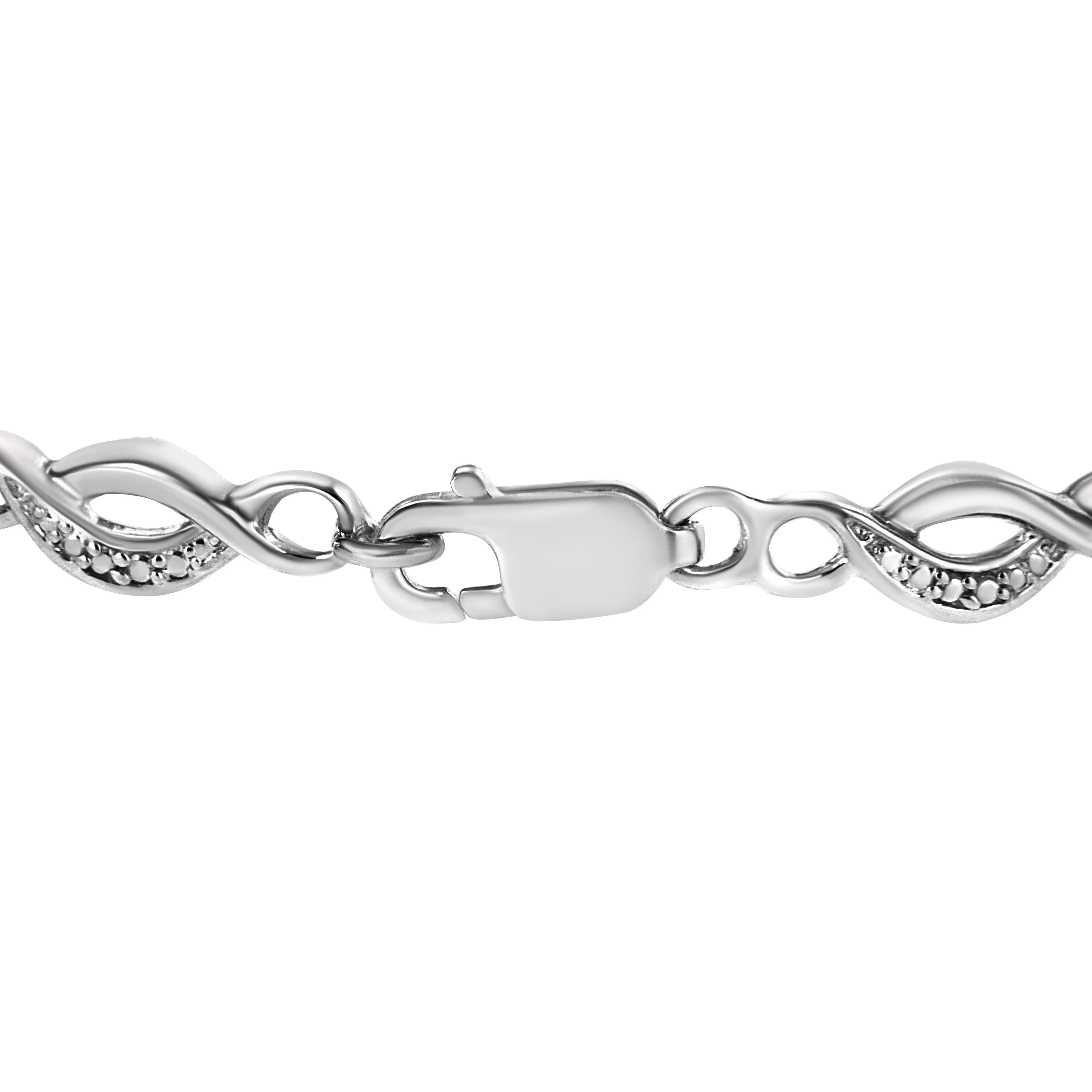 .925 Sterling Silver Prong Set Diamond Accent Curved Spiral Link Bracelet (I-J Color, I3 Clarity) - 7.25" - Image 10