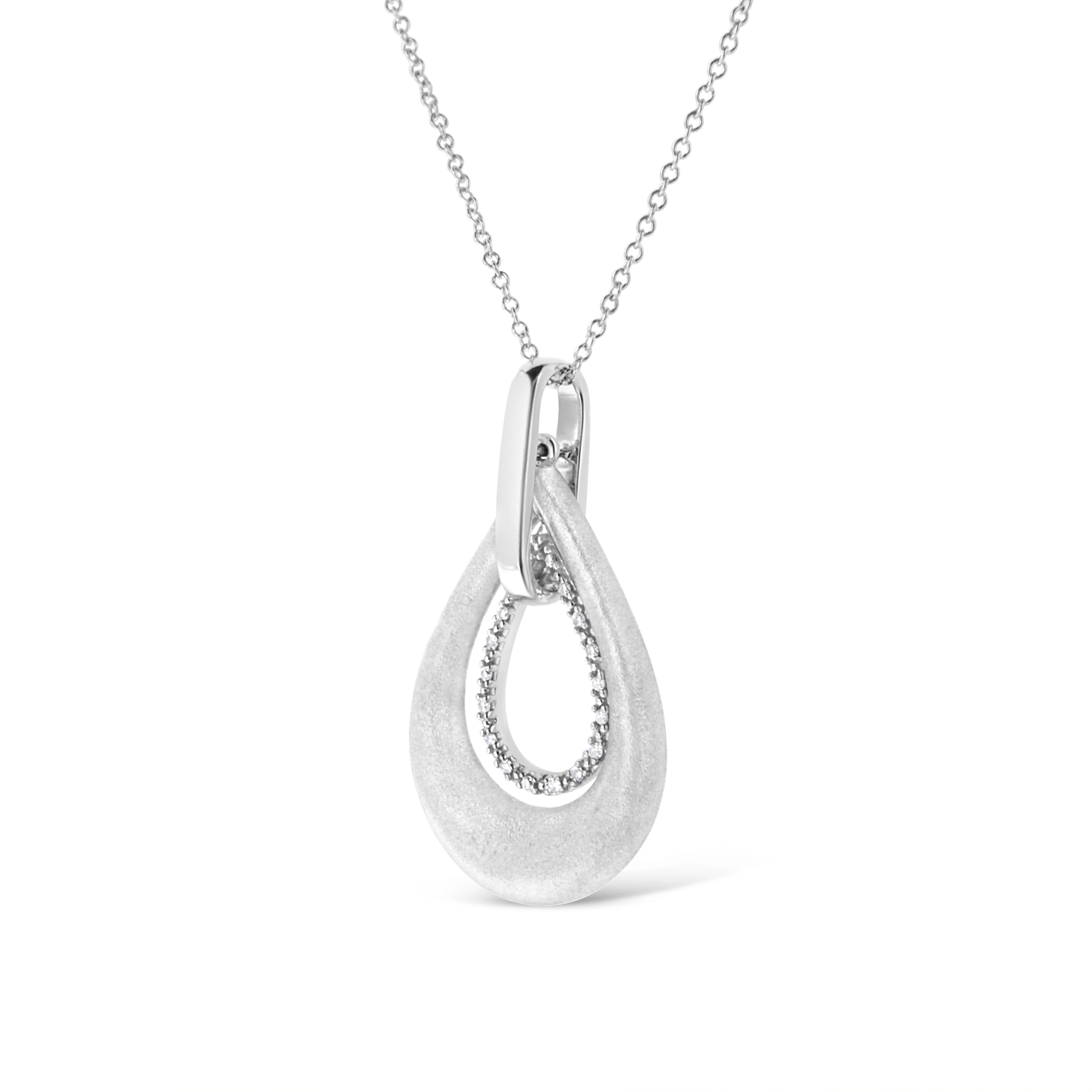 .925 Sterling Silver Prong-Set Diamond Accent Fashion Double Drop Design 18" Pendant Necklace (I-J Color, I1-I2 Clarity) - Image 6