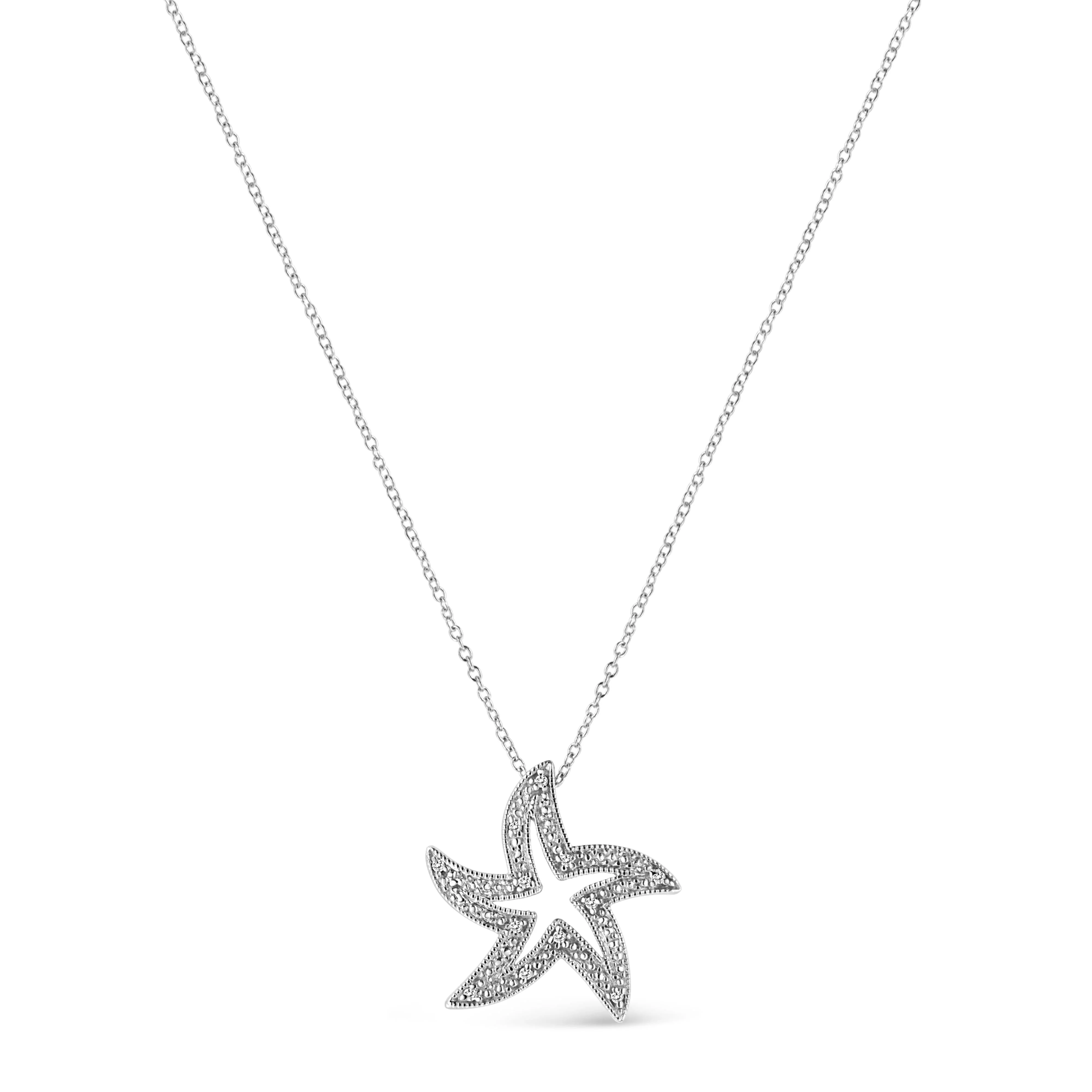 .925 Sterling Silver Prong-Set Diamond Accent Starfish 18" Pendant Necklace (I-J Color, I1-I2 Clarity) - Image 4