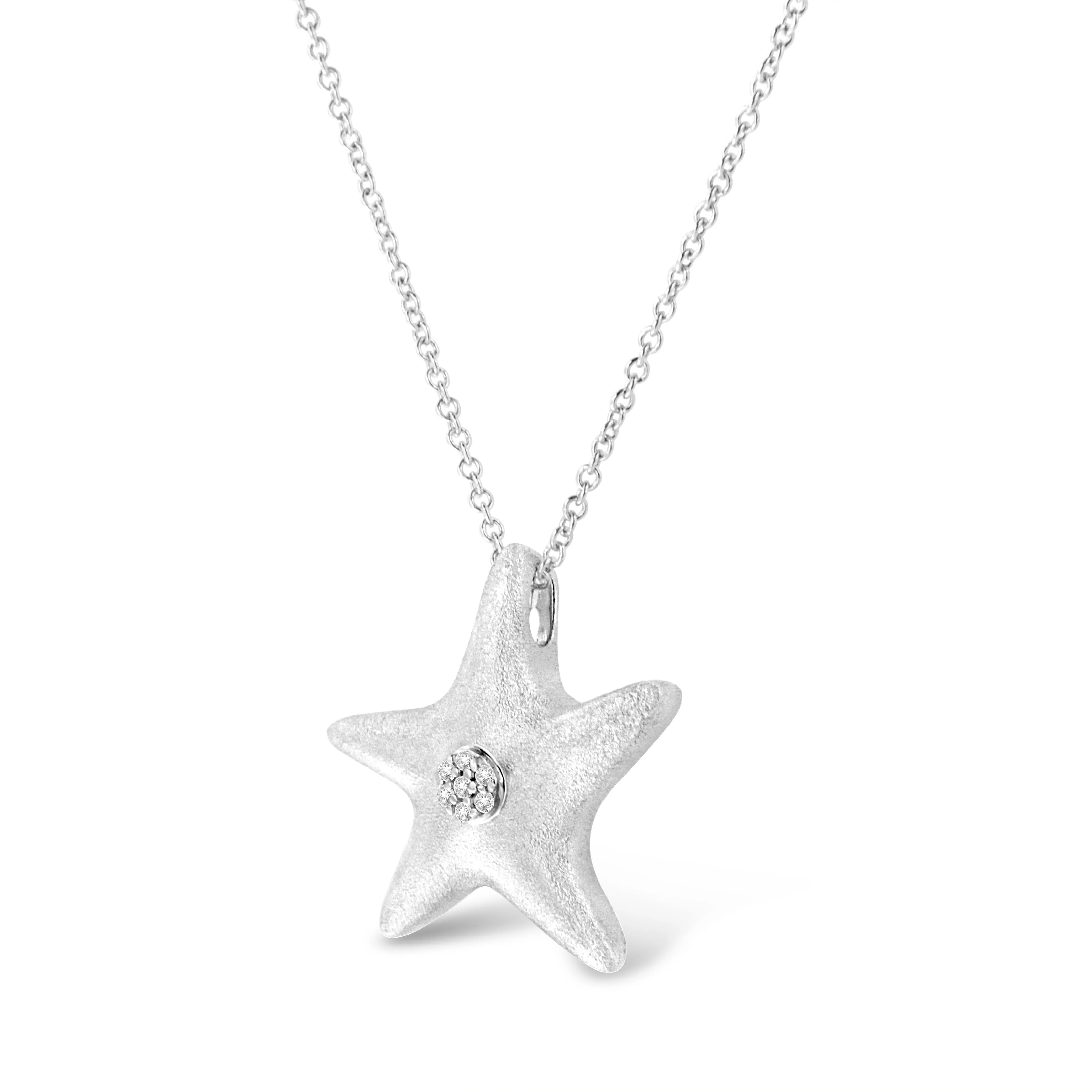 .925 Sterling Silver Prong-Set Diamond Accent Starfish Pendant Necklace (I-J Color, I1-I2 Clarity) - Size 18" - Image 6