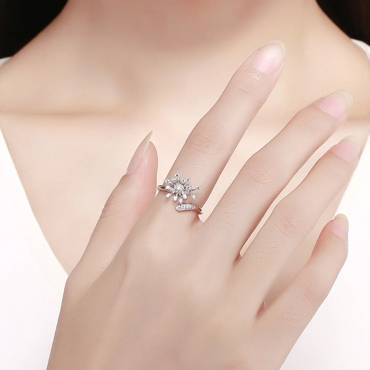 925 Sterling Silver Ring with Plated Platinum and Pavé Setting CZ - Image 9