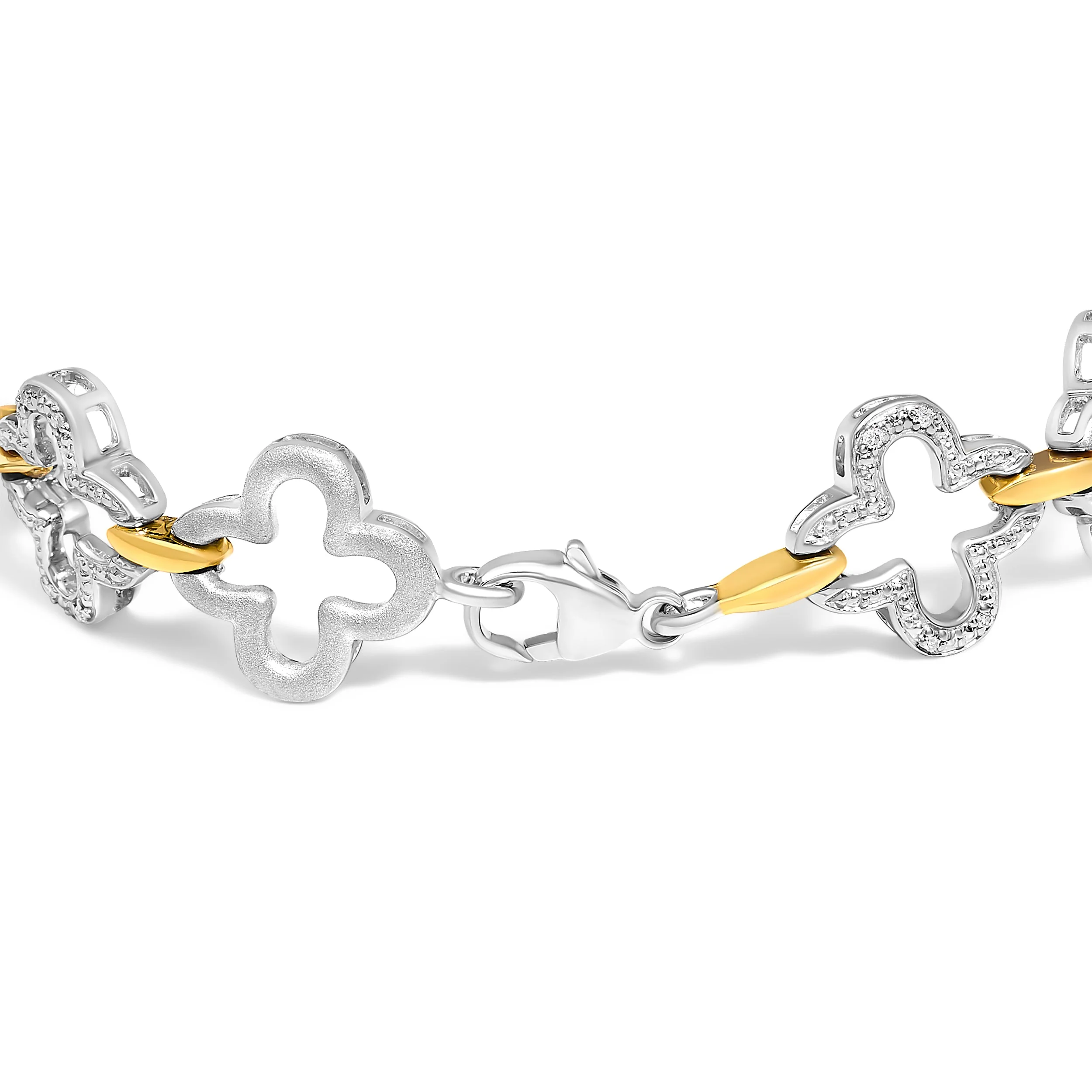 .925 Two-tone Sterling Silver 1/10 Cttw Natural Round Diamond Fashion Tennis Bracelet (I-J Color, I1-I2 Clarity) - 7" - Image 2