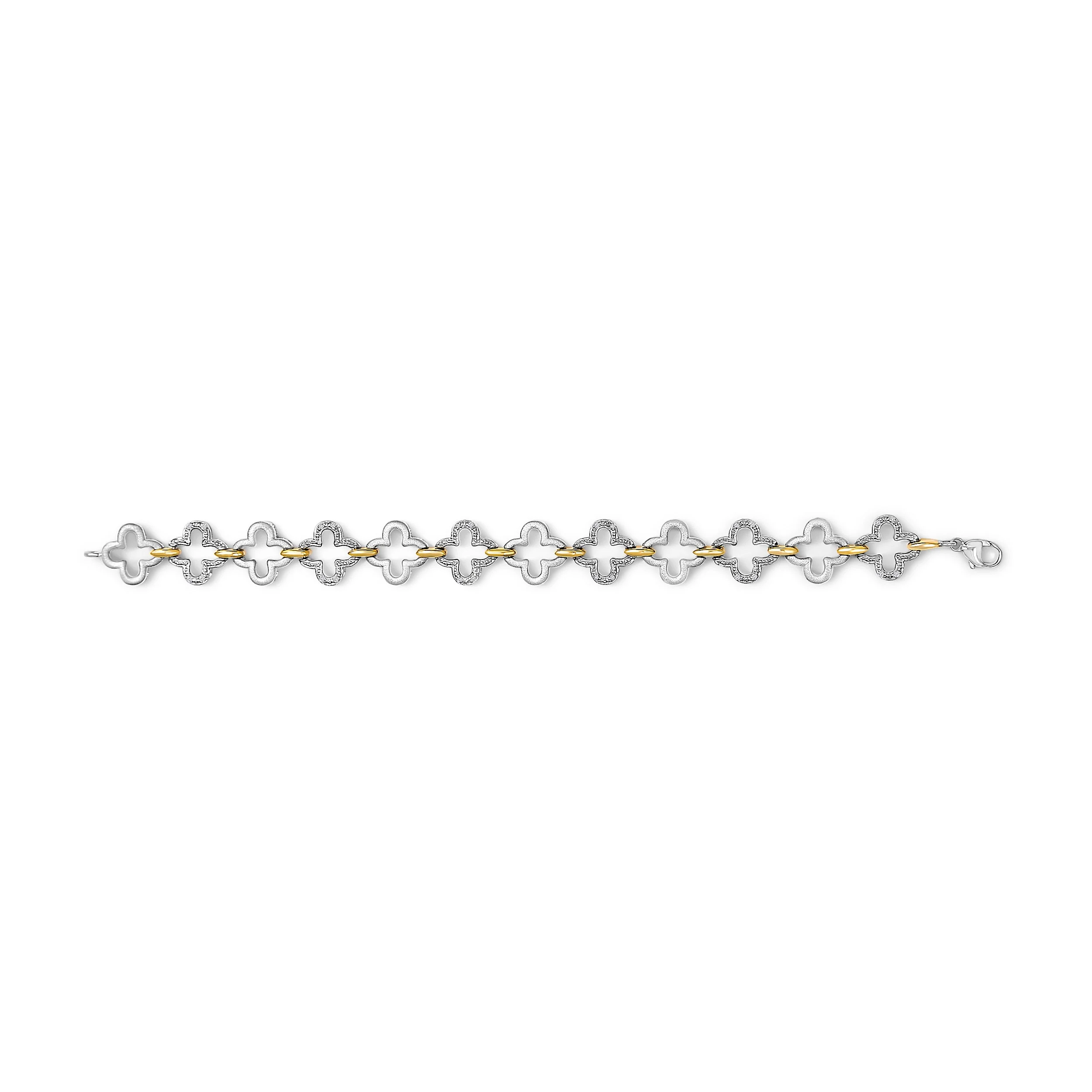 .925 Two-tone Sterling Silver 1/10 Cttw Natural Round Diamond Fashion Tennis Bracelet (I-J Color, I1-I2 Clarity) - 7" - Image 3