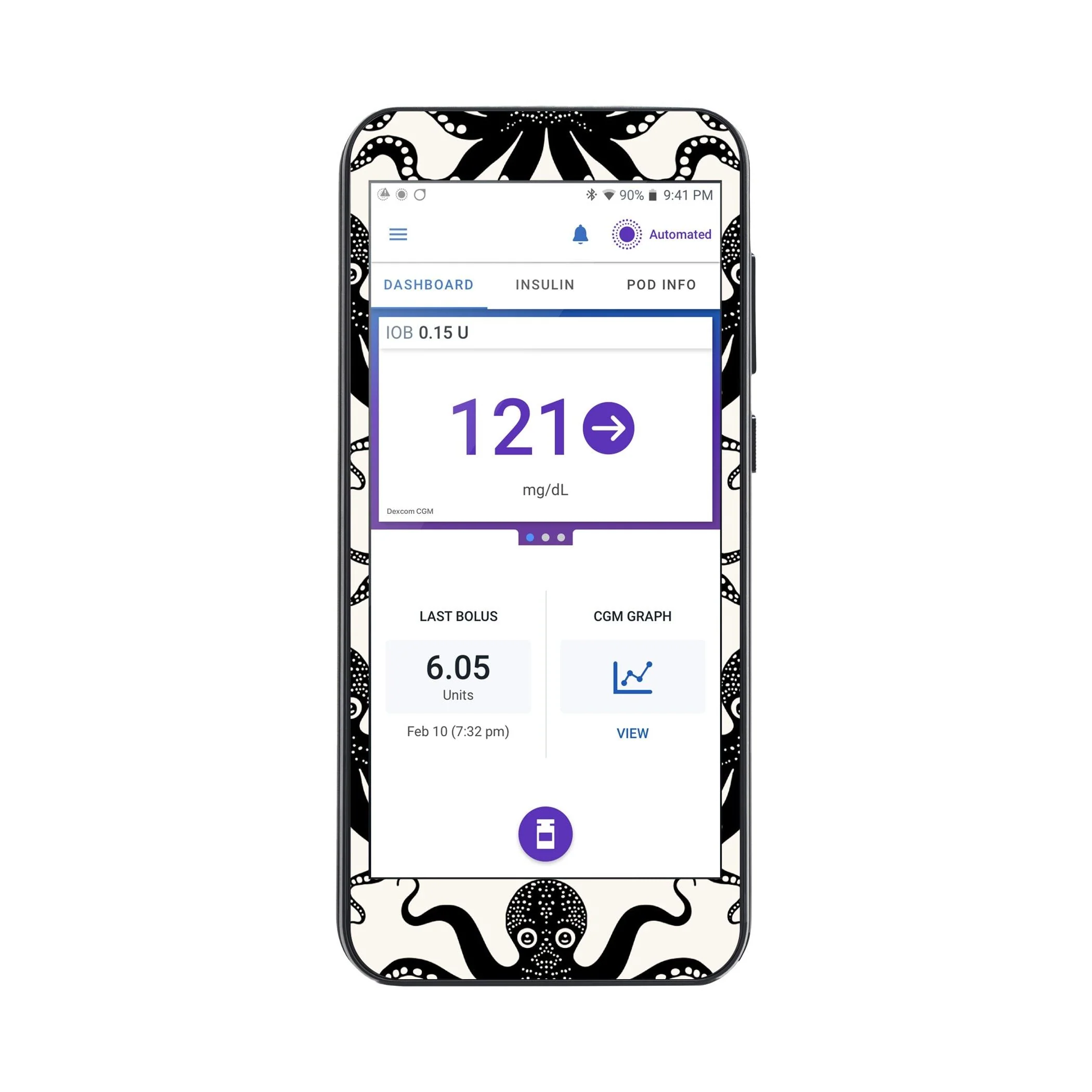 Abstract Octopus Sticker for Omnipod® 5 Controller – Pump Peelz