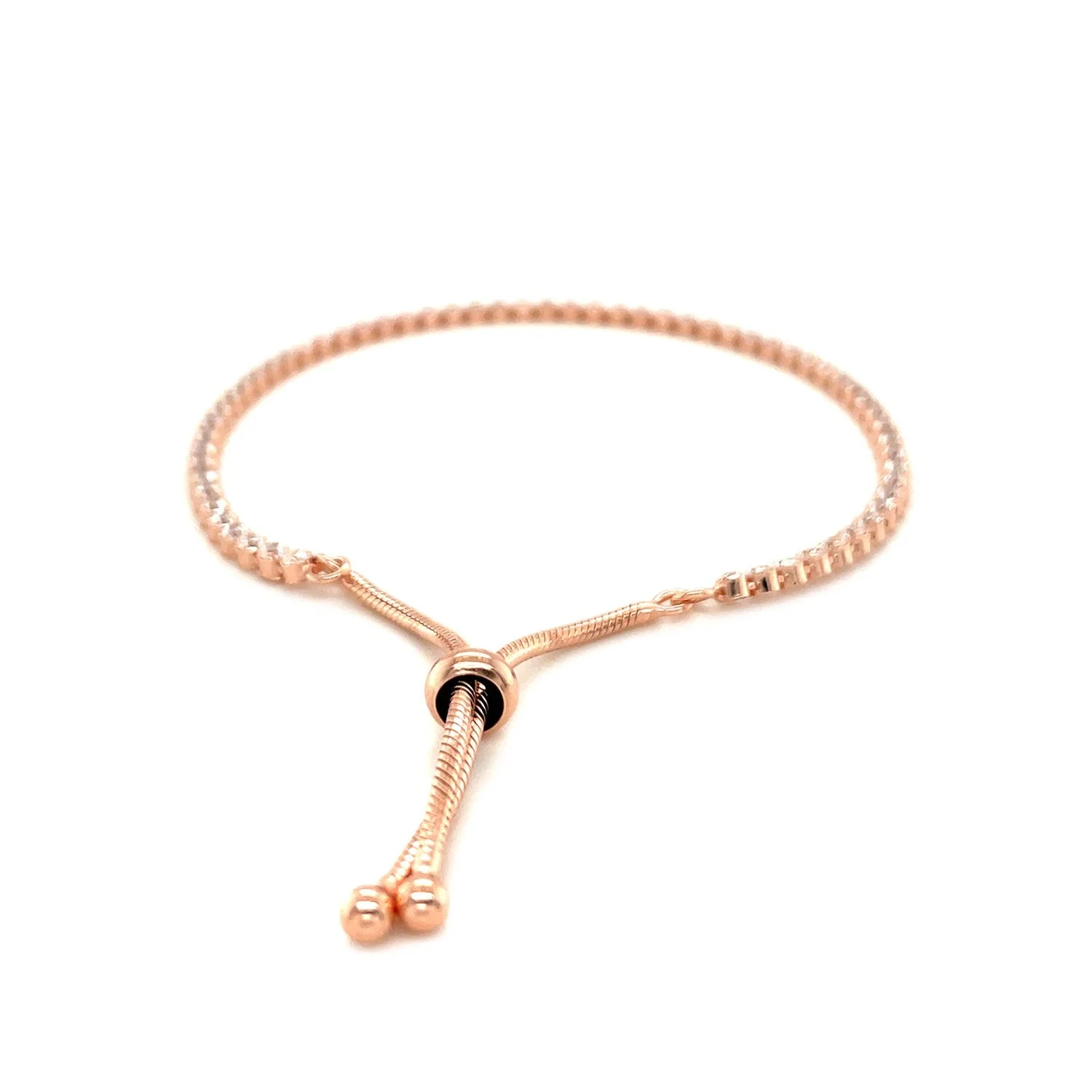 Adjustable Tennis Style Bracelet with Cubic Zirconia in Sterling Silver - Image 7