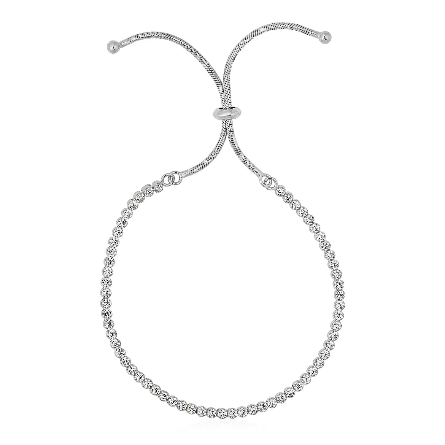 Adjustable Tennis Style Bracelet with Cubic Zirconia in Sterling Silver - Image 5