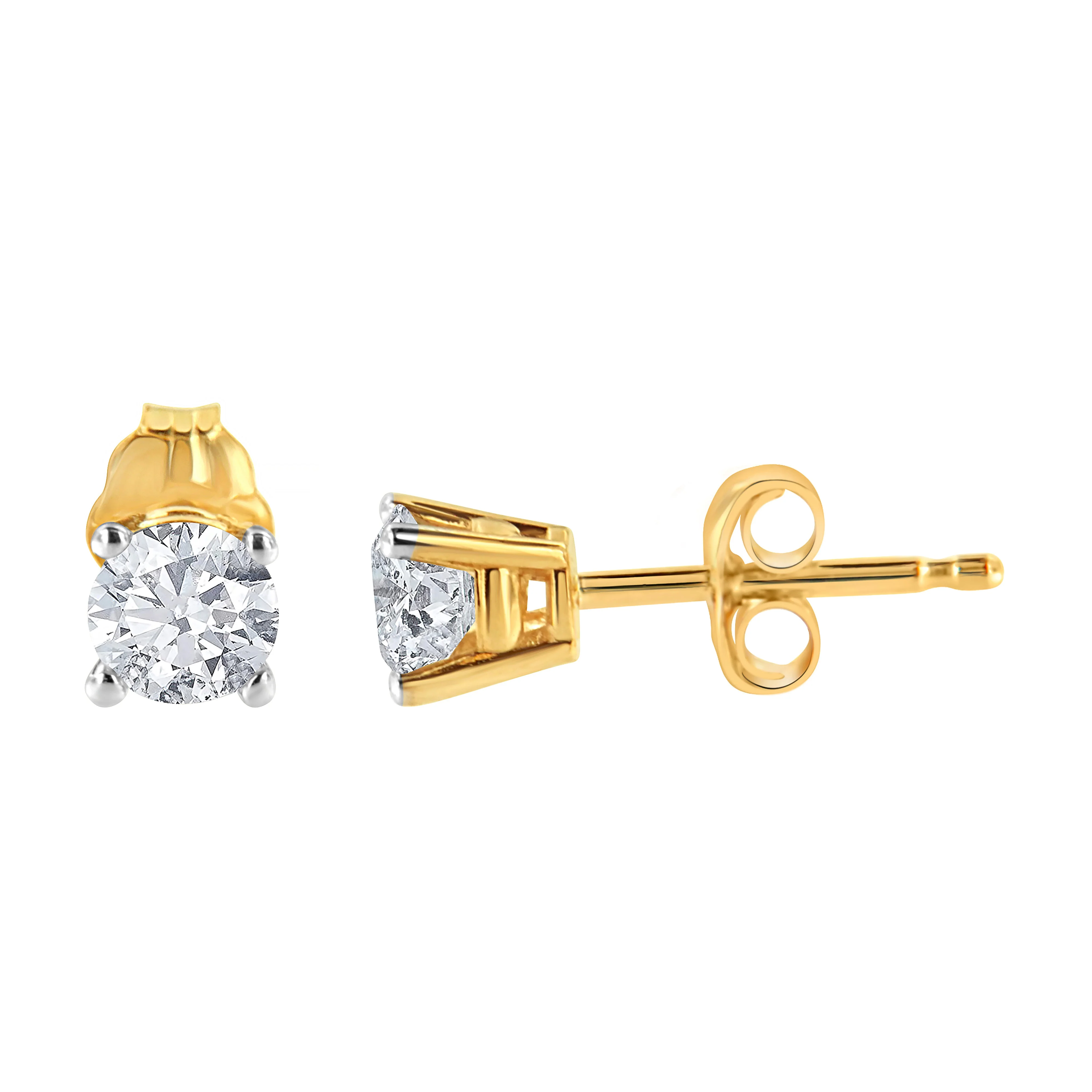AGS Certified 14K Yellow Gold 1/2 Cttw 4 Prong Set Brilliant Round-Cut Solitaire Diamond Push Back Stud Earrings (O-P, Color, SI2-I1 Clarity) - Image 4