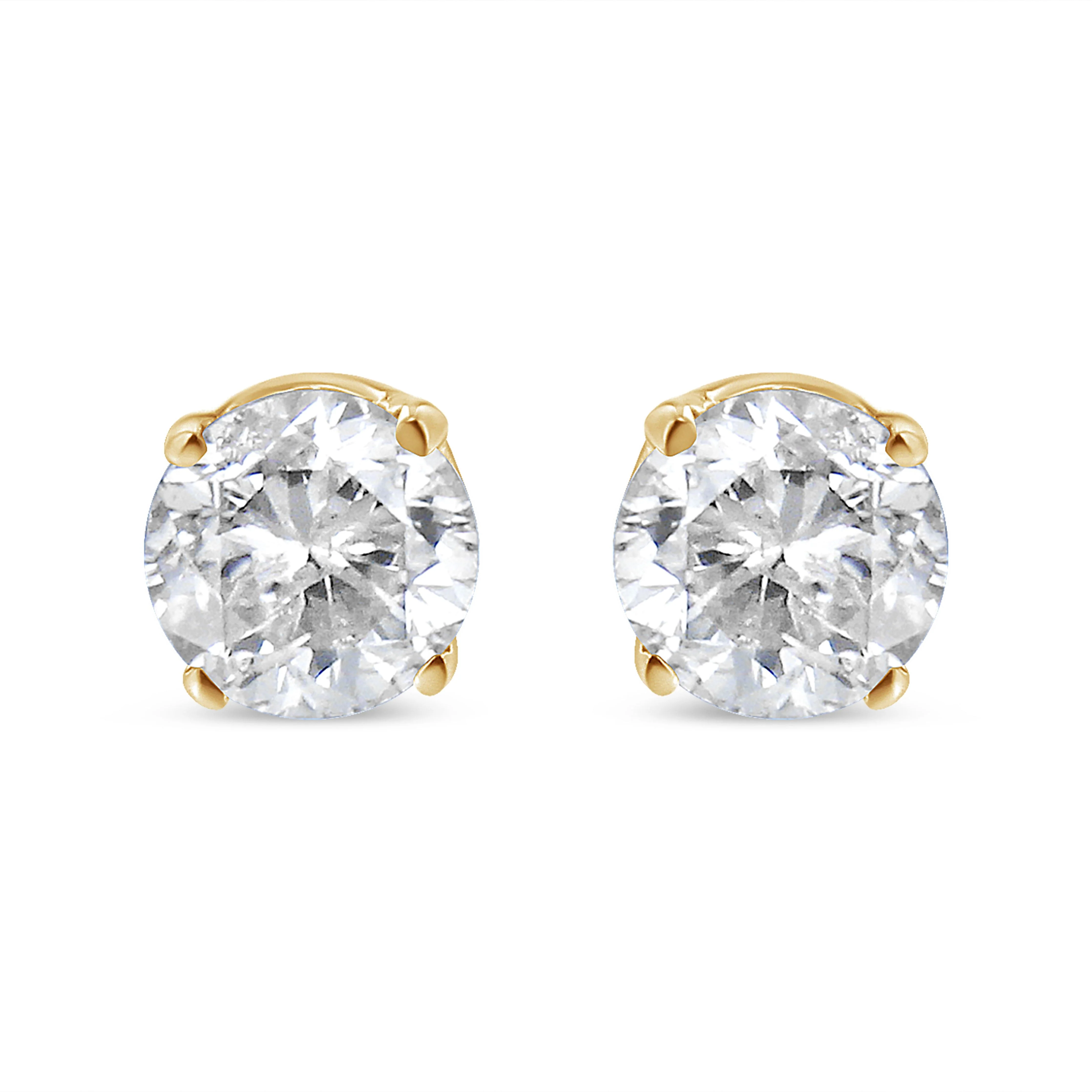 AGS Certified 14K Yellow Gold 1/2 Cttw 4 Prong Set Brilliant Round-Cut Solitaire Diamond Push Back Stud Earrings (O-P, Color, SI2-I1 Clarity) - Image 7