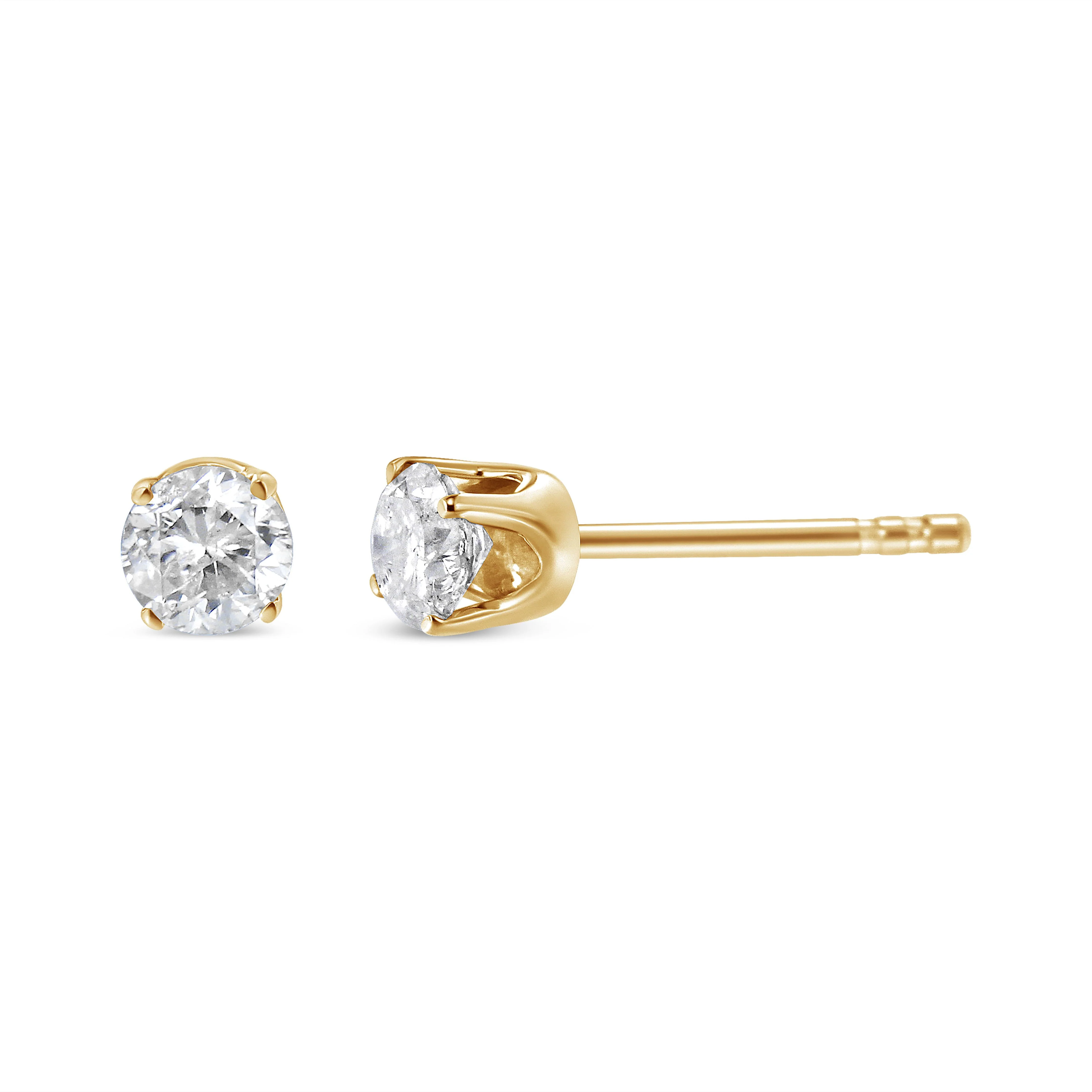 AGS Certified 14K Yellow Gold 1/2 Cttw 4 Prong Set Brilliant Round-Cut Solitaire Diamond Push Back Stud Earrings (O-P, Color, SI2-I1 Clarity) - Image 8