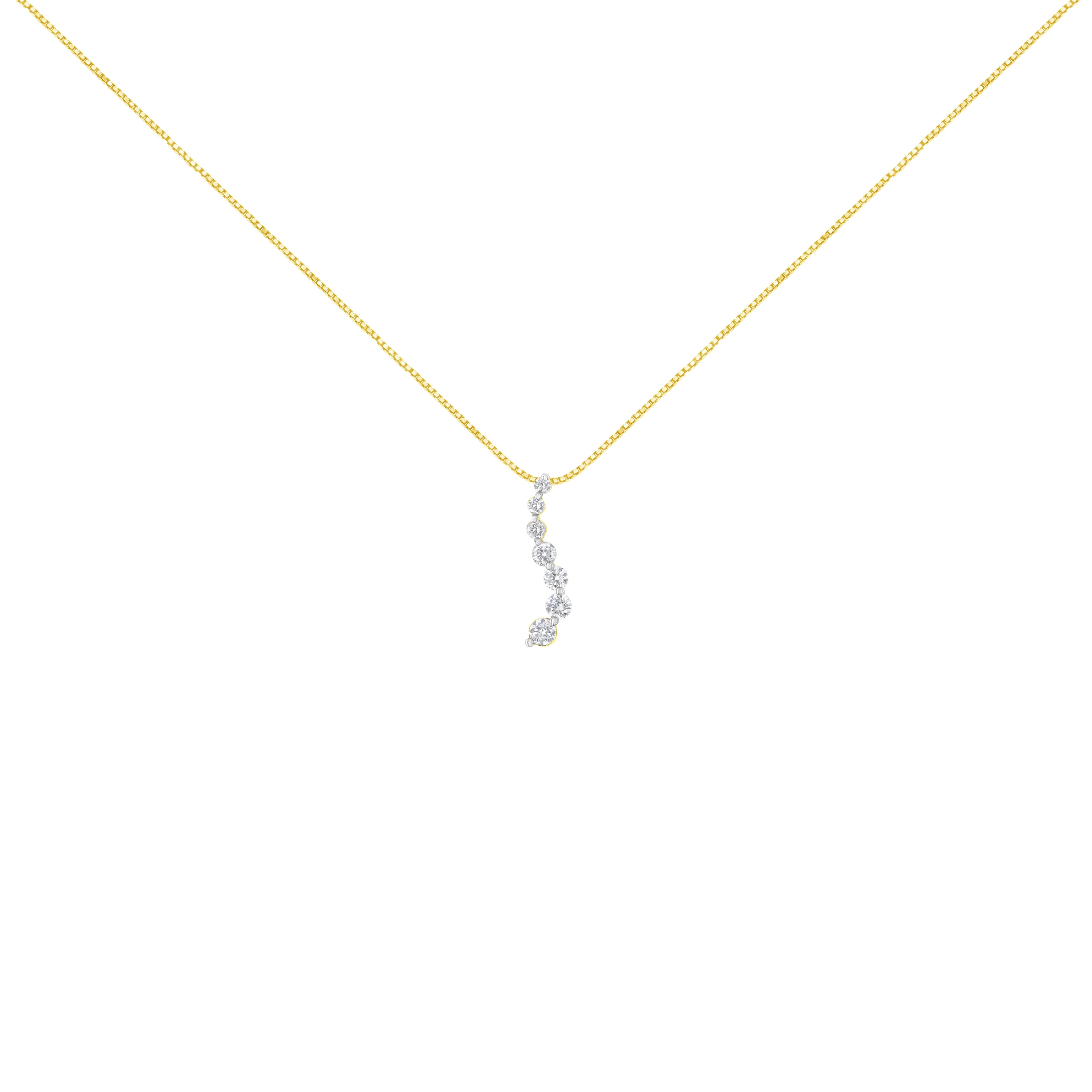 AGS Certified 14K Yellow Gold 2.0 Cttw Baguette and Brilliant Round-Cut Diamond Journey 18" Pendant Necklace (F-G Color, I1-I2 Clarity) - Image 7
